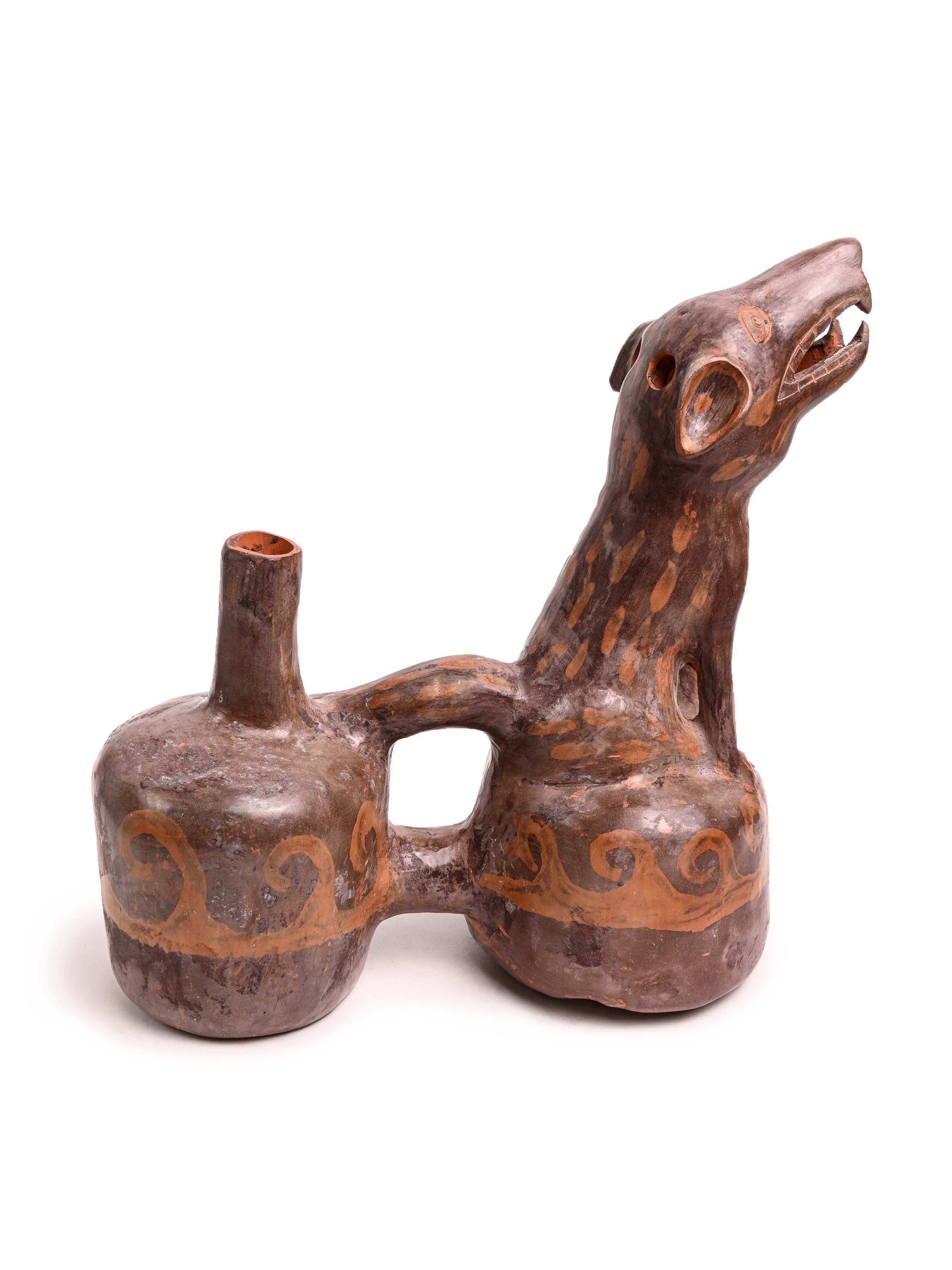 Huaco Silbador-Peruvian Whistling Vessel - The Howling Fox - Image 9