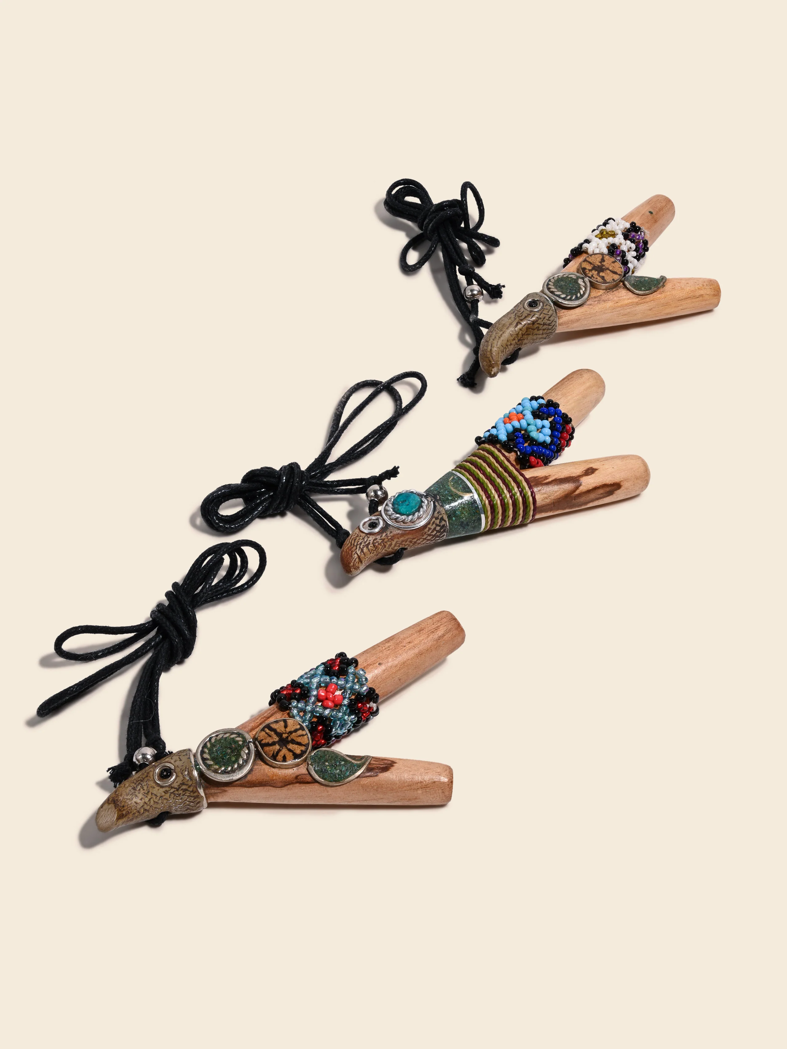 Eagle Kuripe Pipe with Stone Inlay - Image 11