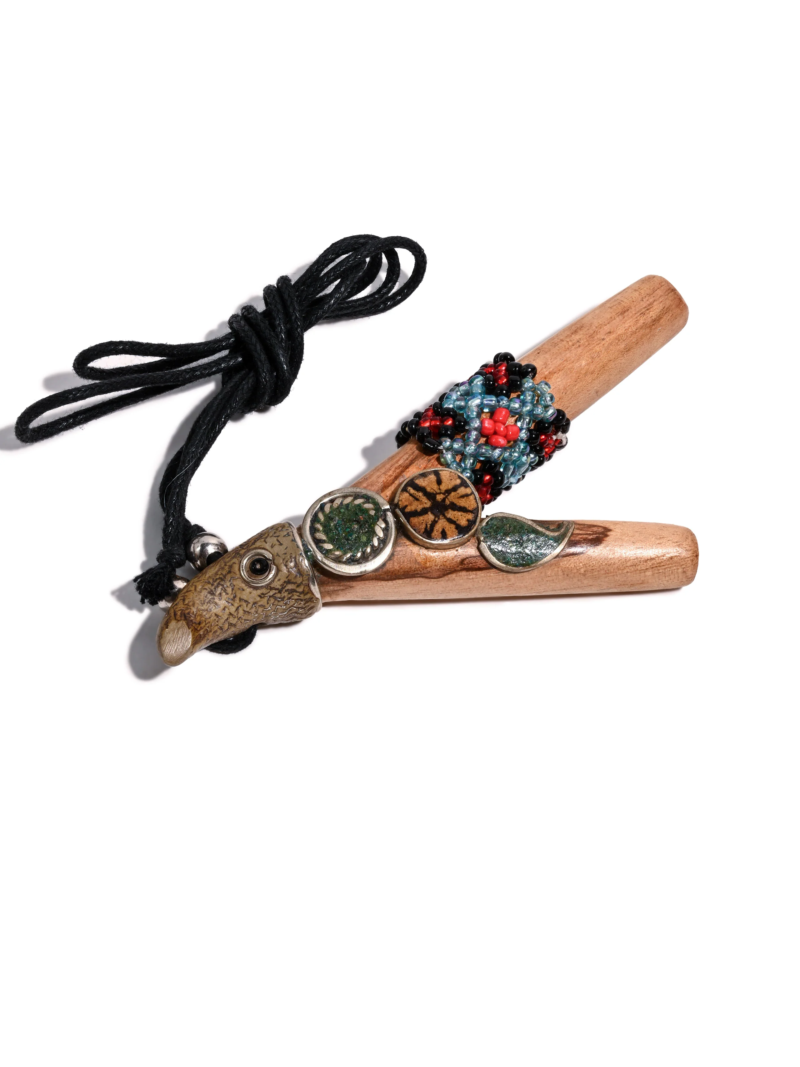 Eagle Kuripe Pipe with Stone Inlay - Image 12