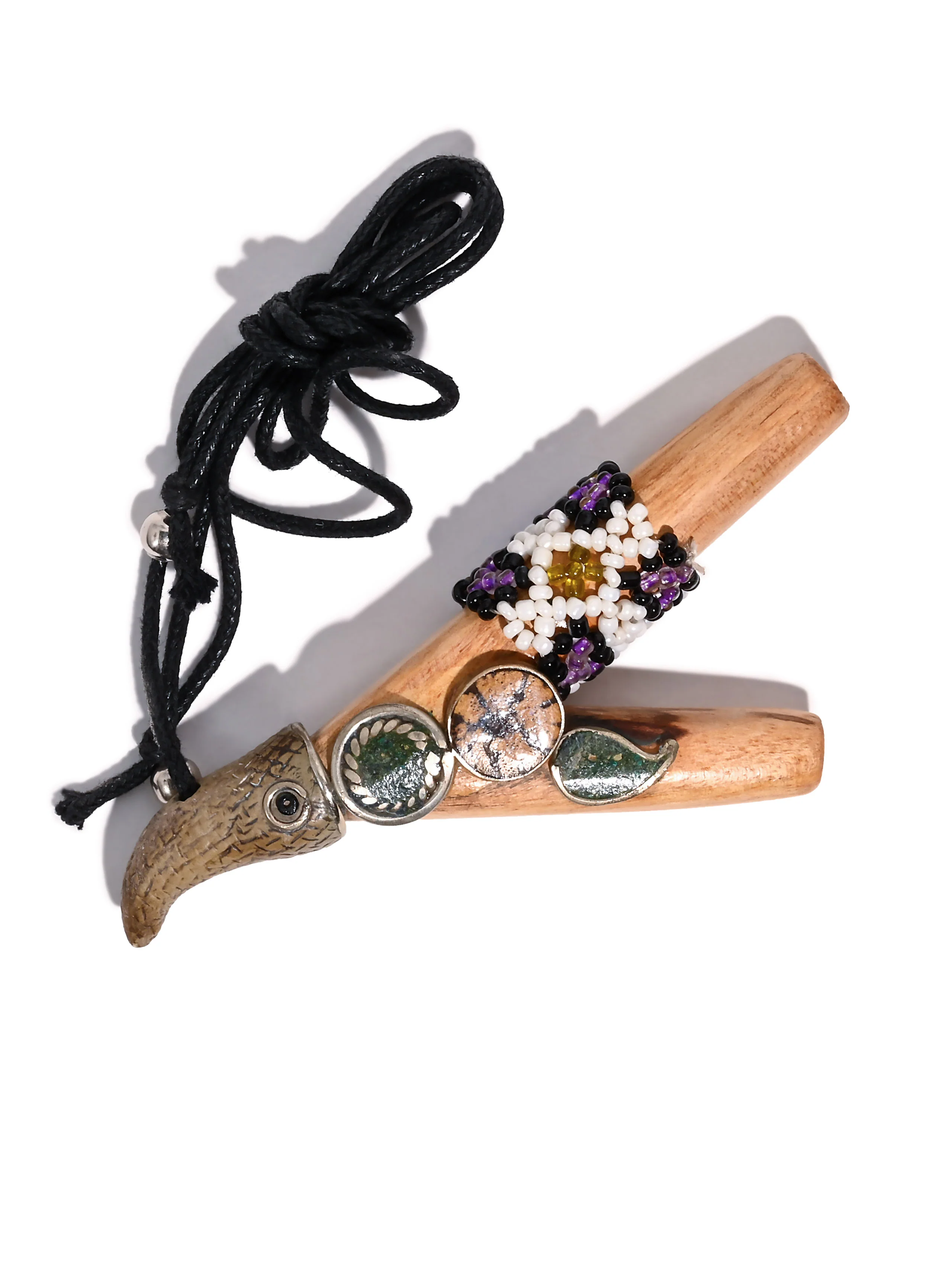 Eagle Kuripe Pipe with Stone Inlay - Image 13
