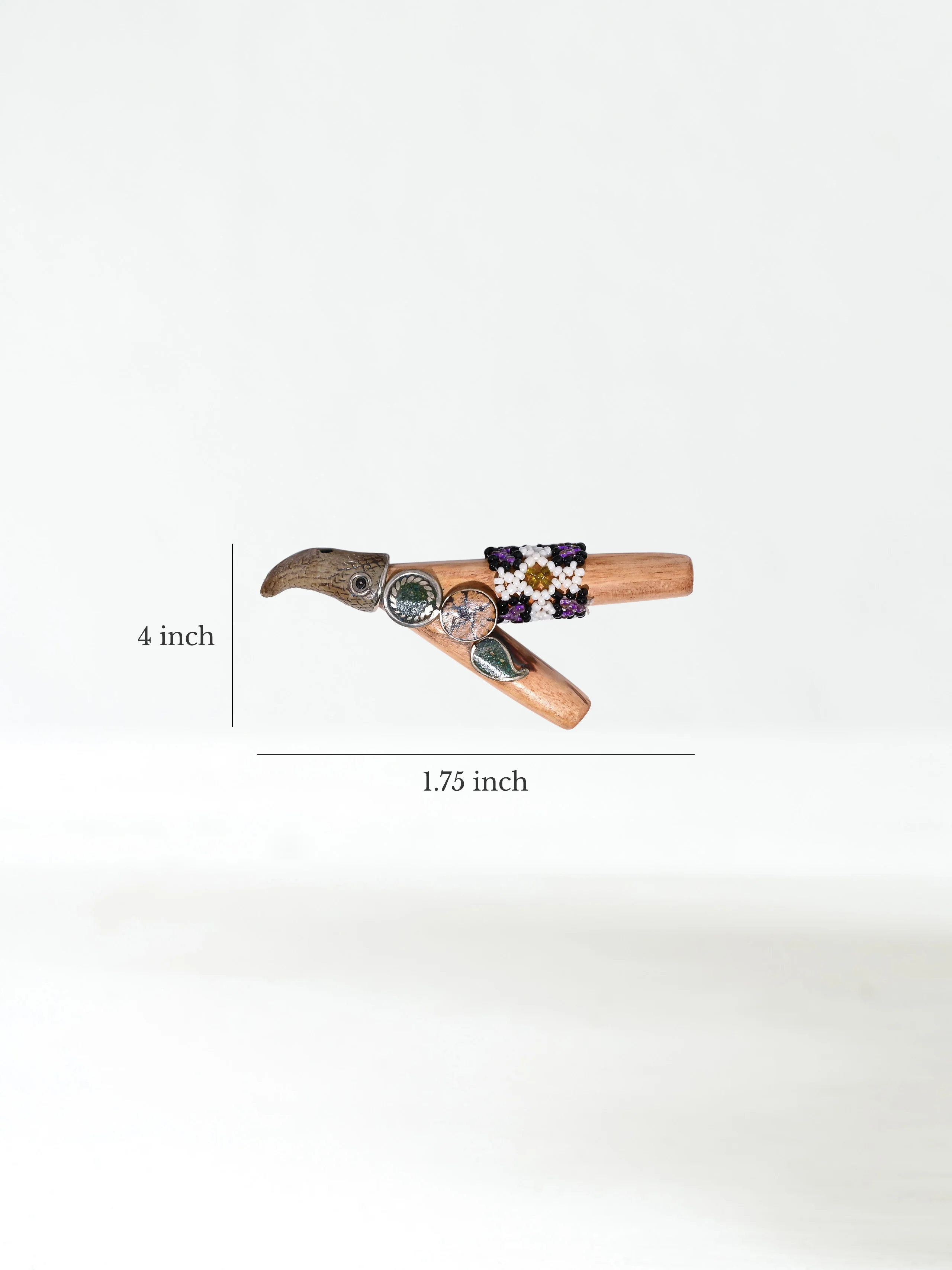 Eagle Kuripe Pipe with Stone Inlay - Image 15
