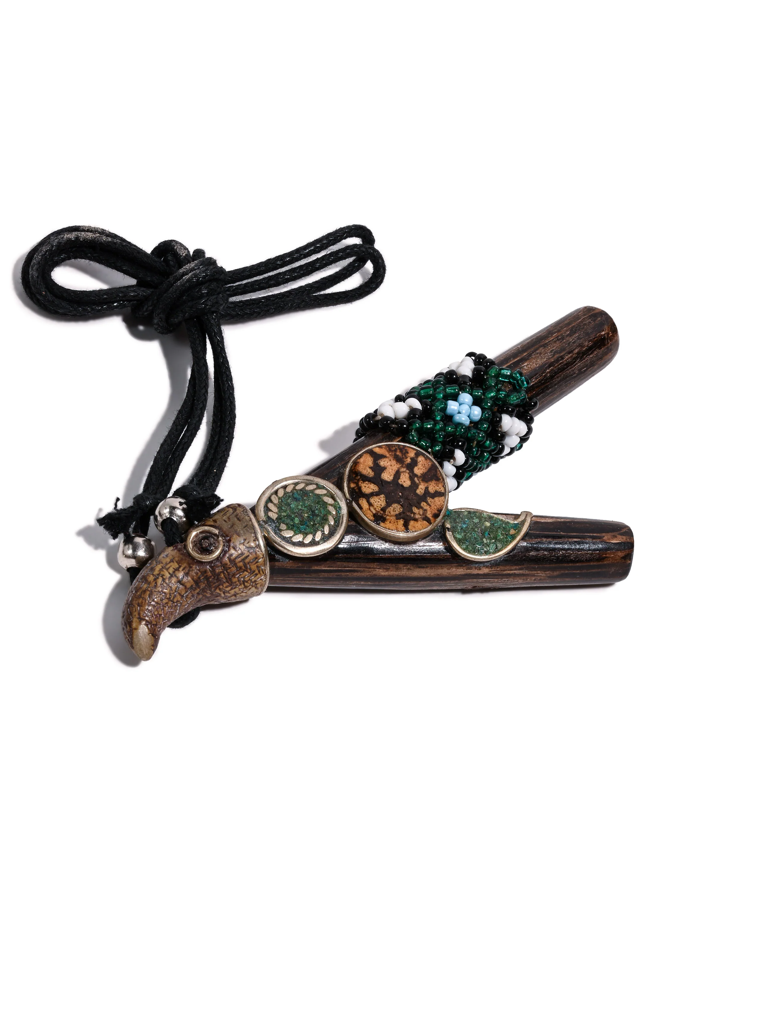 Eagle Kuripe Pipe with Stone Inlay - Image 2