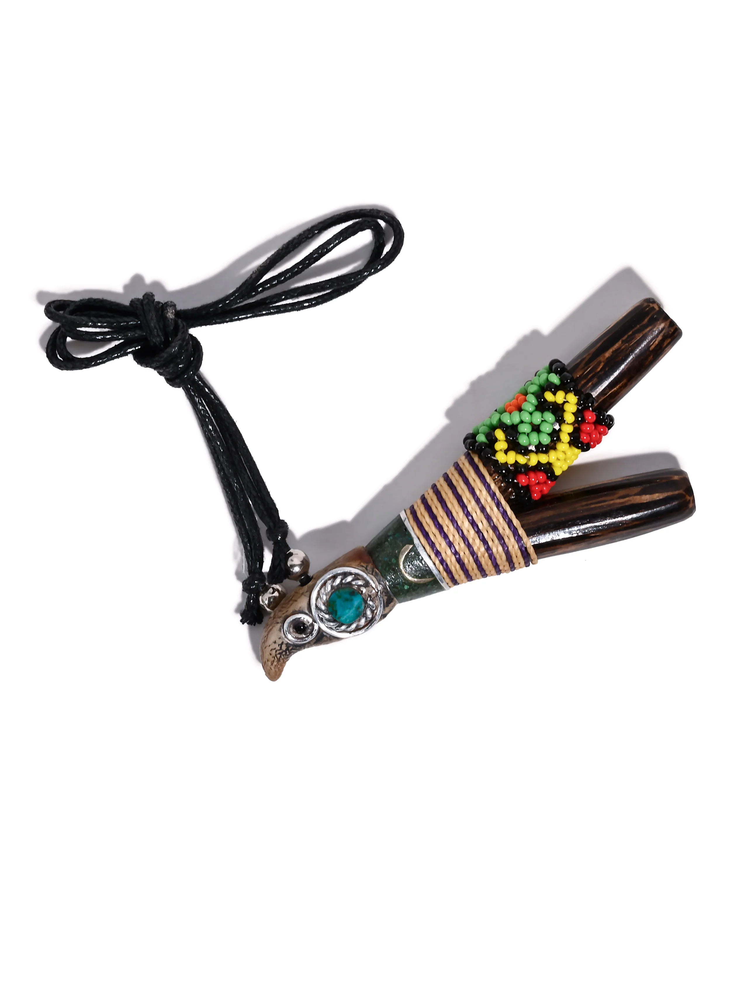 Eagle Kuripe Pipe with Stone Inlay - Image 3