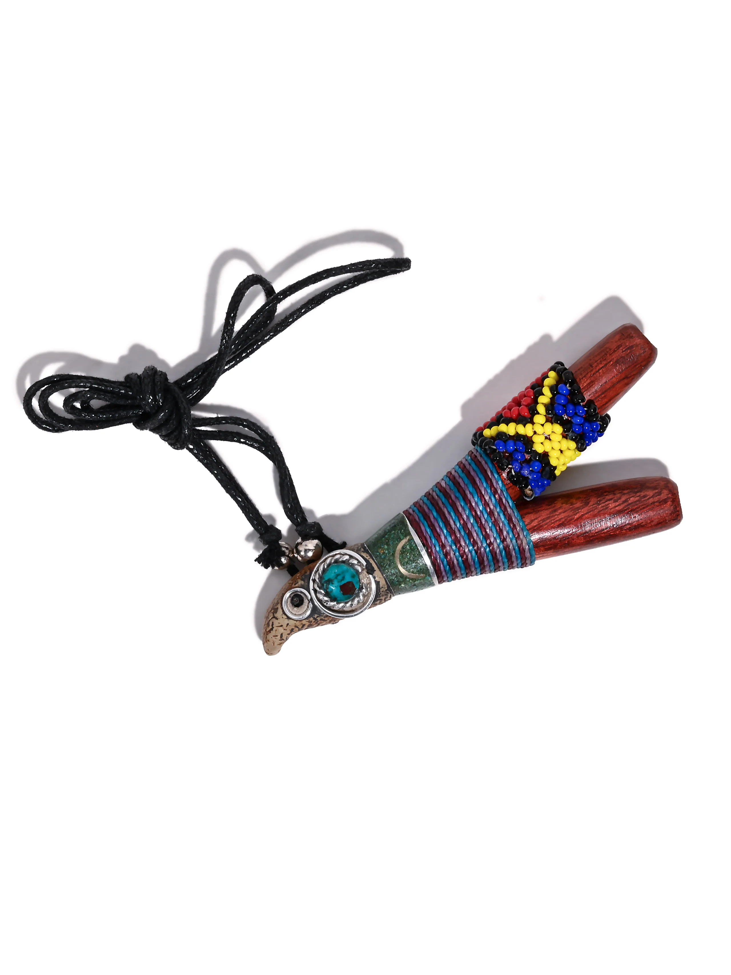 Eagle Kuripe Pipe with Stone Inlay - Image 7