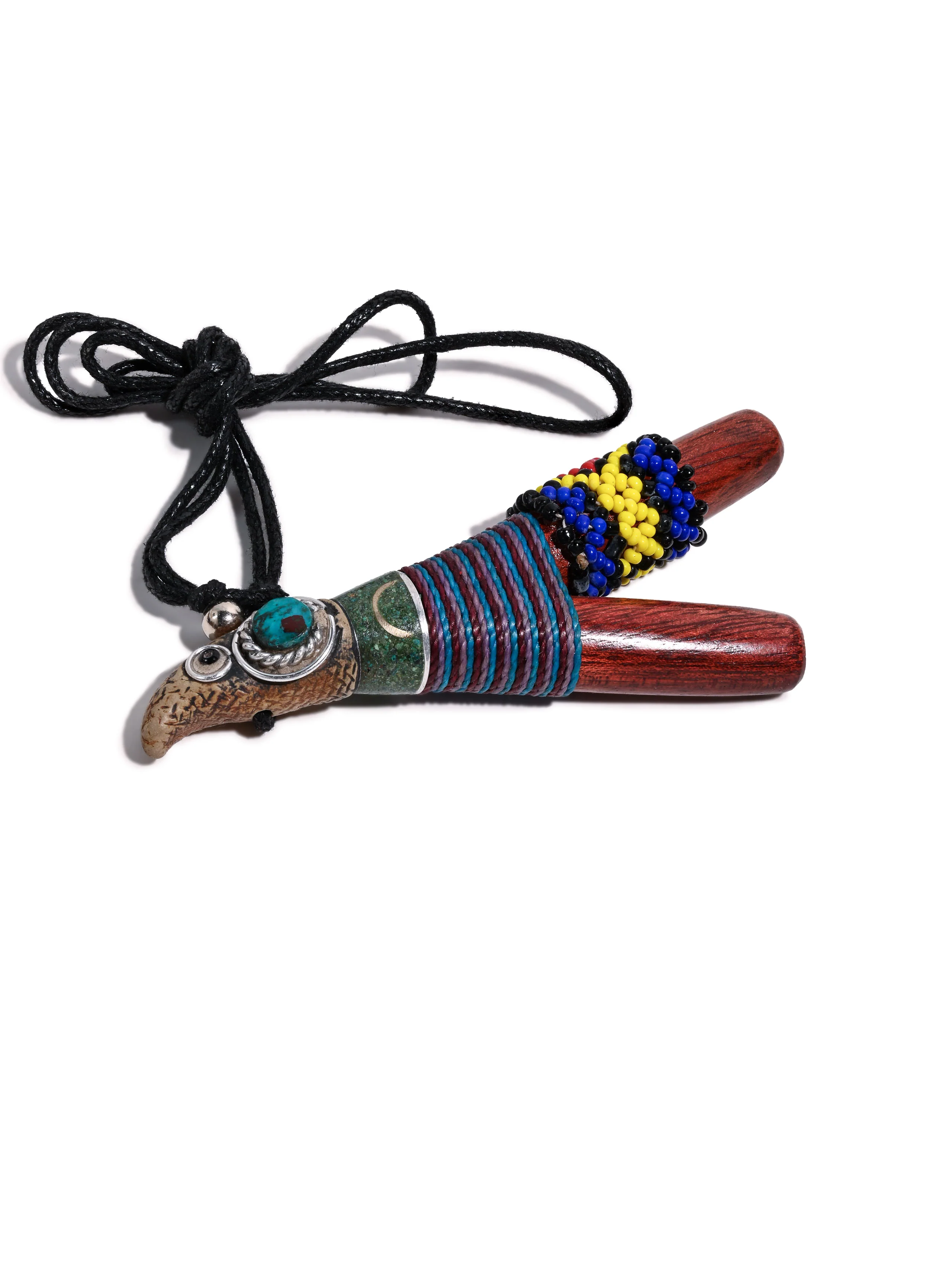 Eagle Kuripe Pipe with Stone Inlay - Image 8