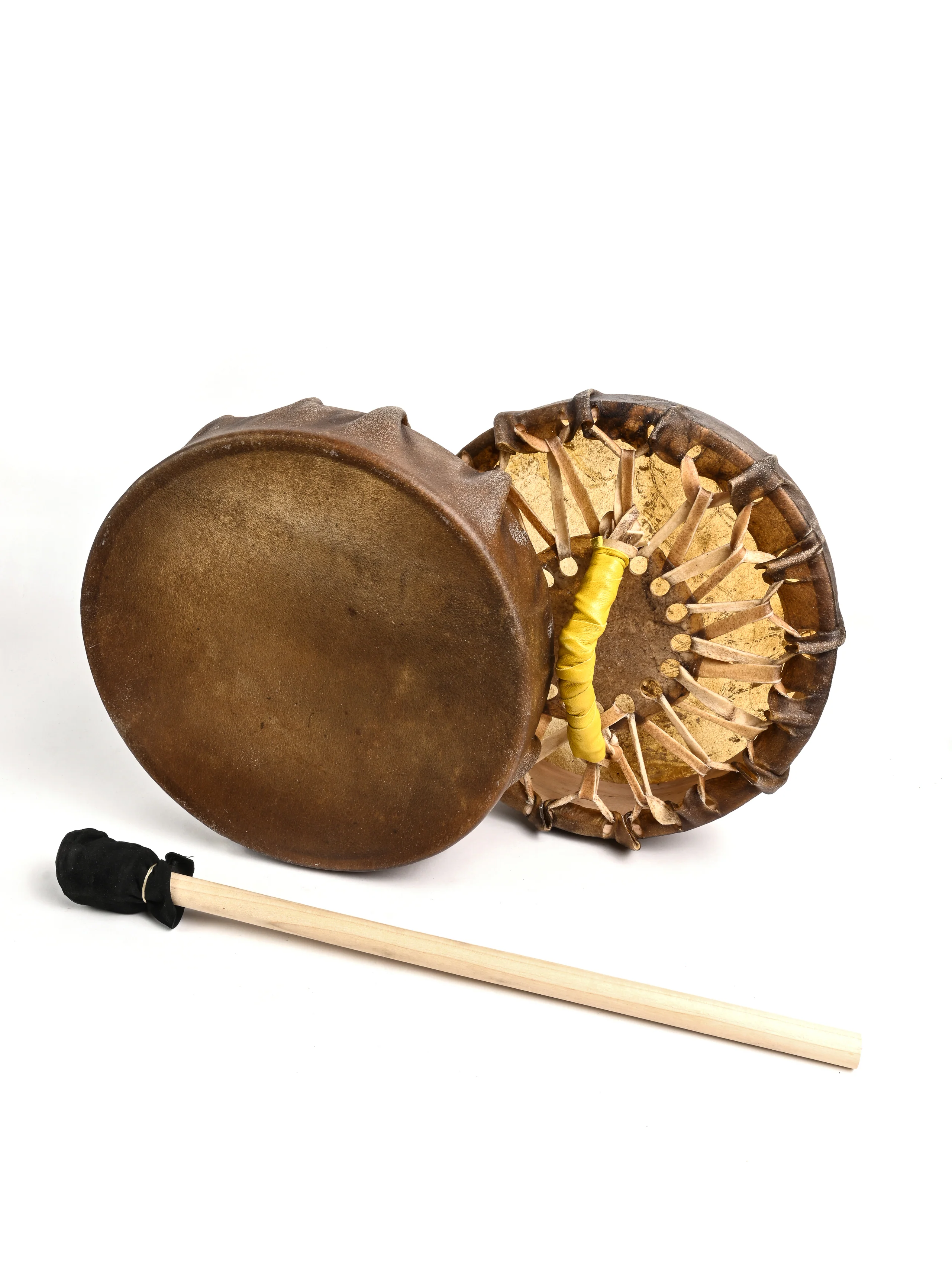 Native American Style Buffalo Hide Frame Hand Drum - Image 12