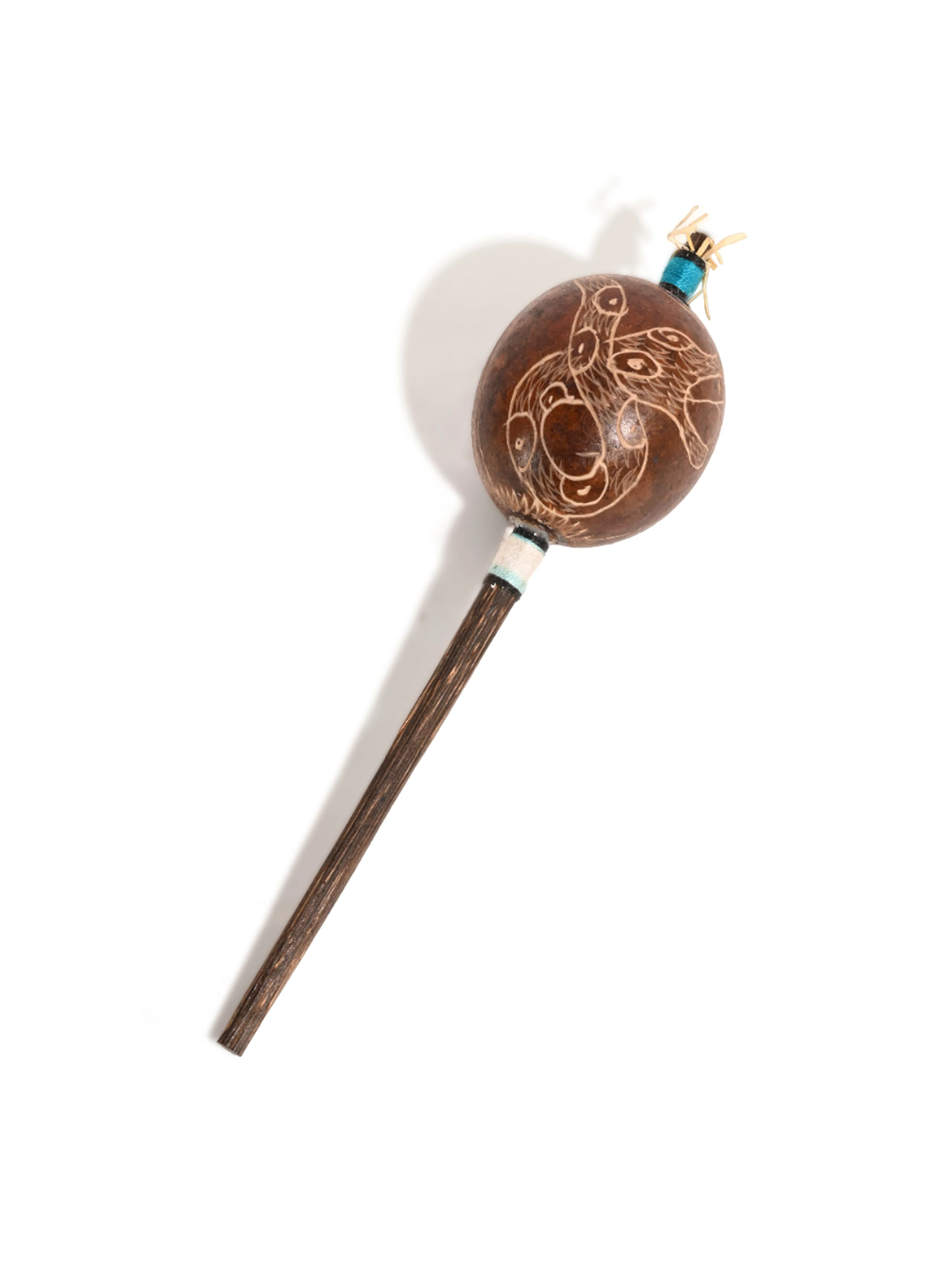 Peruvian Amazon Gourd Rattle - Curvy Serpents - Image 2