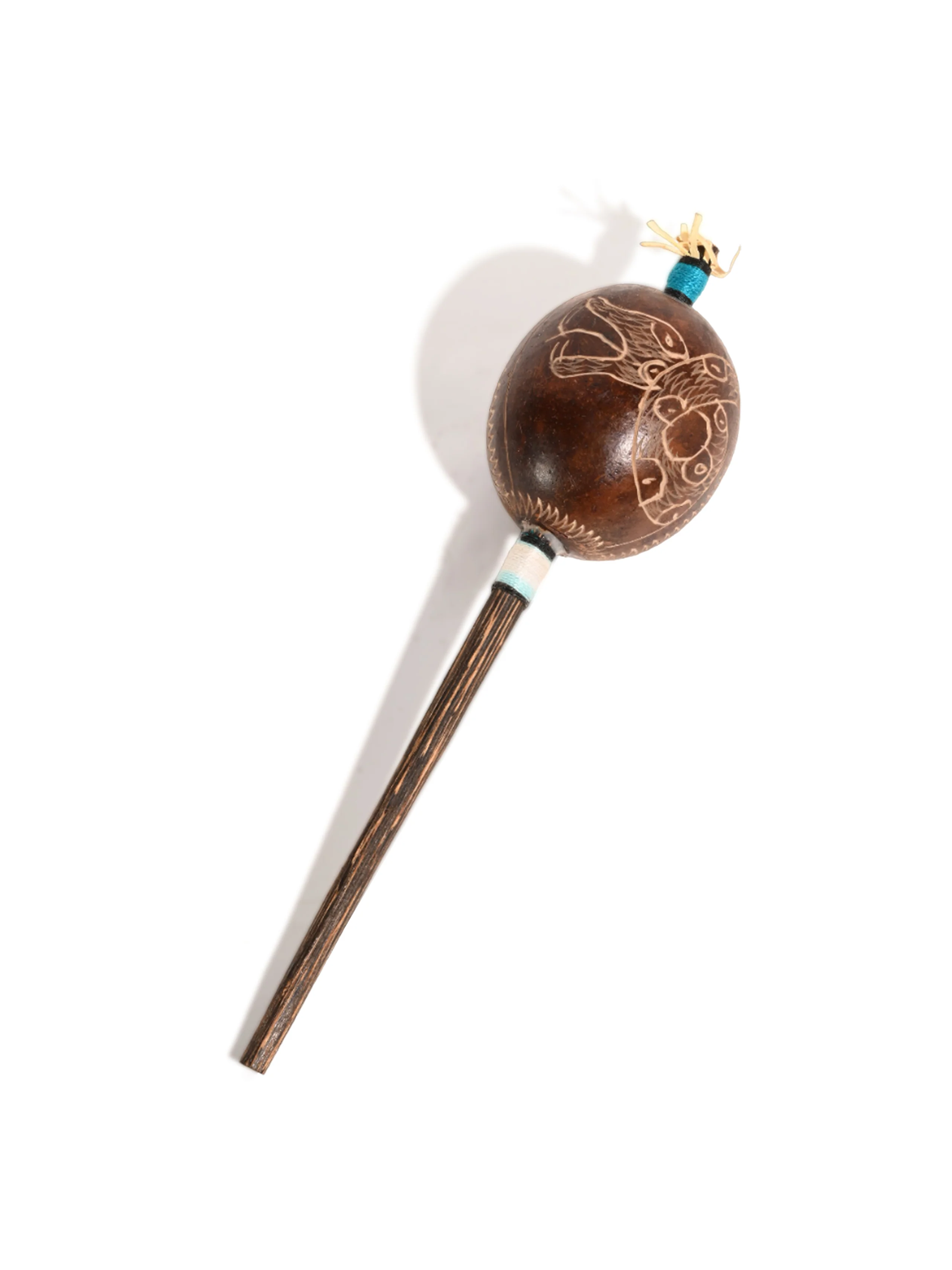 Peruvian Amazon Gourd Rattle - Curvy Serpents - Image 3