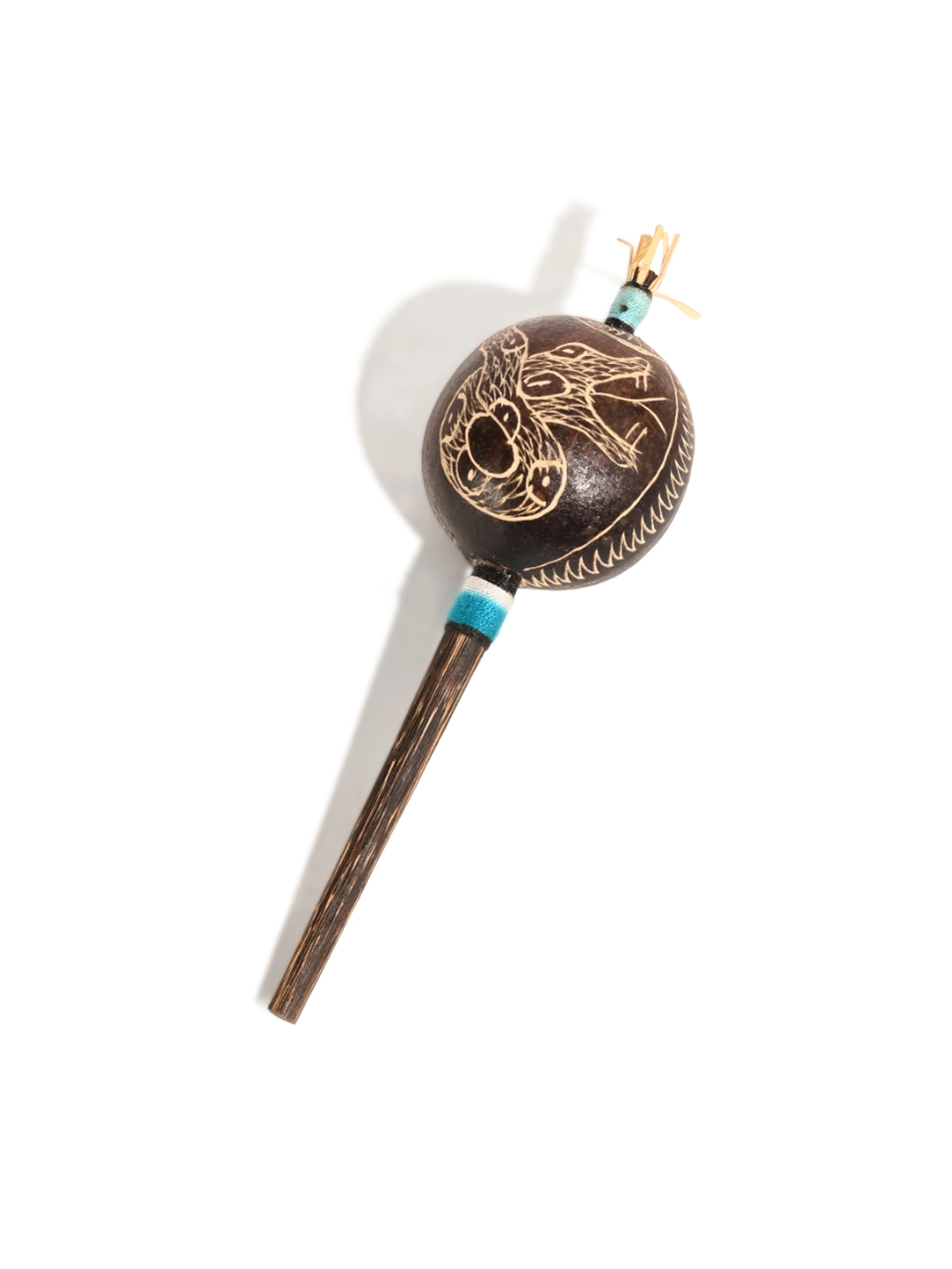 Peruvian Amazon Gourd Rattle - Curvy Serpents - Image 5