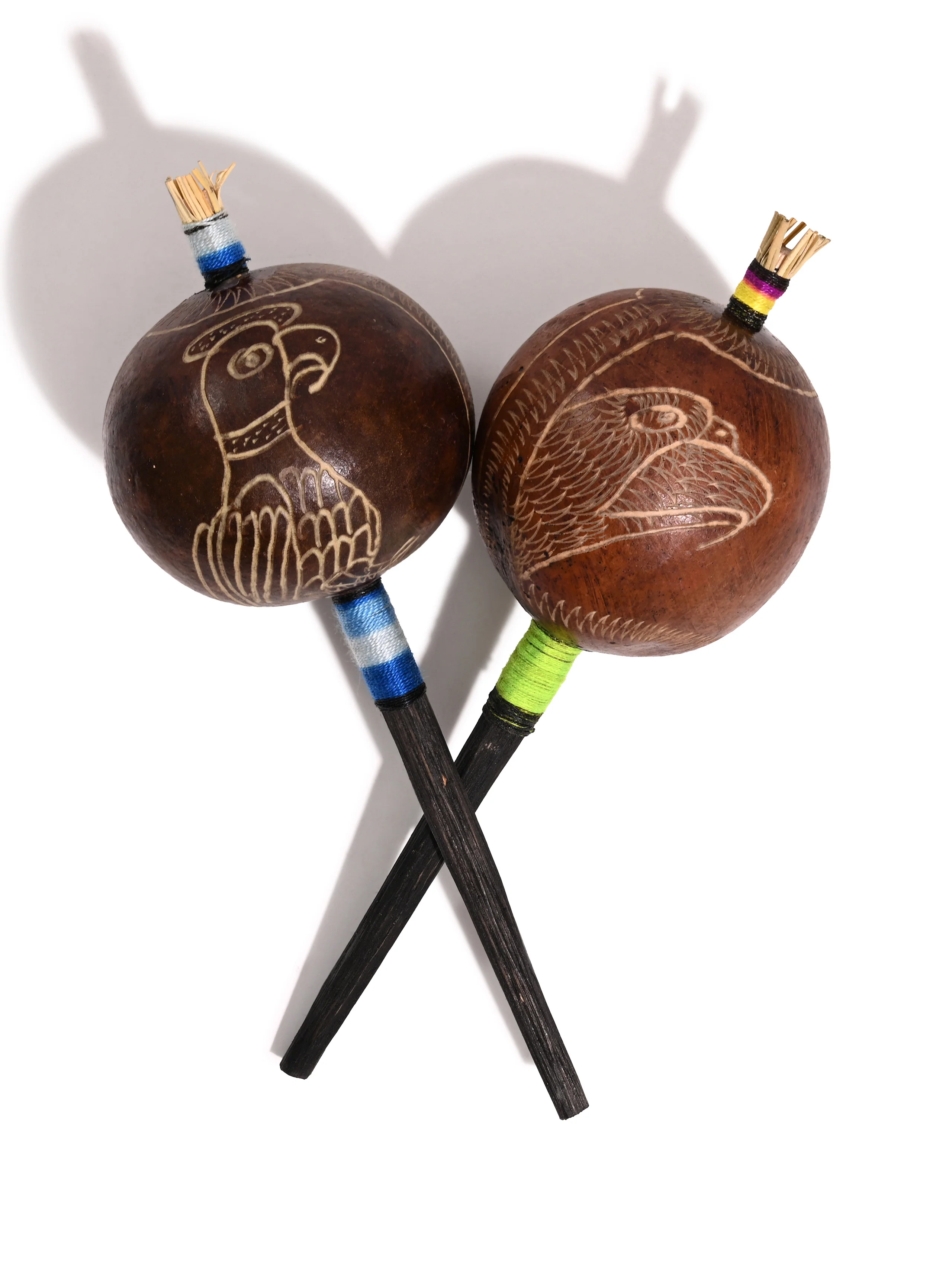 Peruvian Amazon Gourd Rattle - Eagle and Condor - Image 9