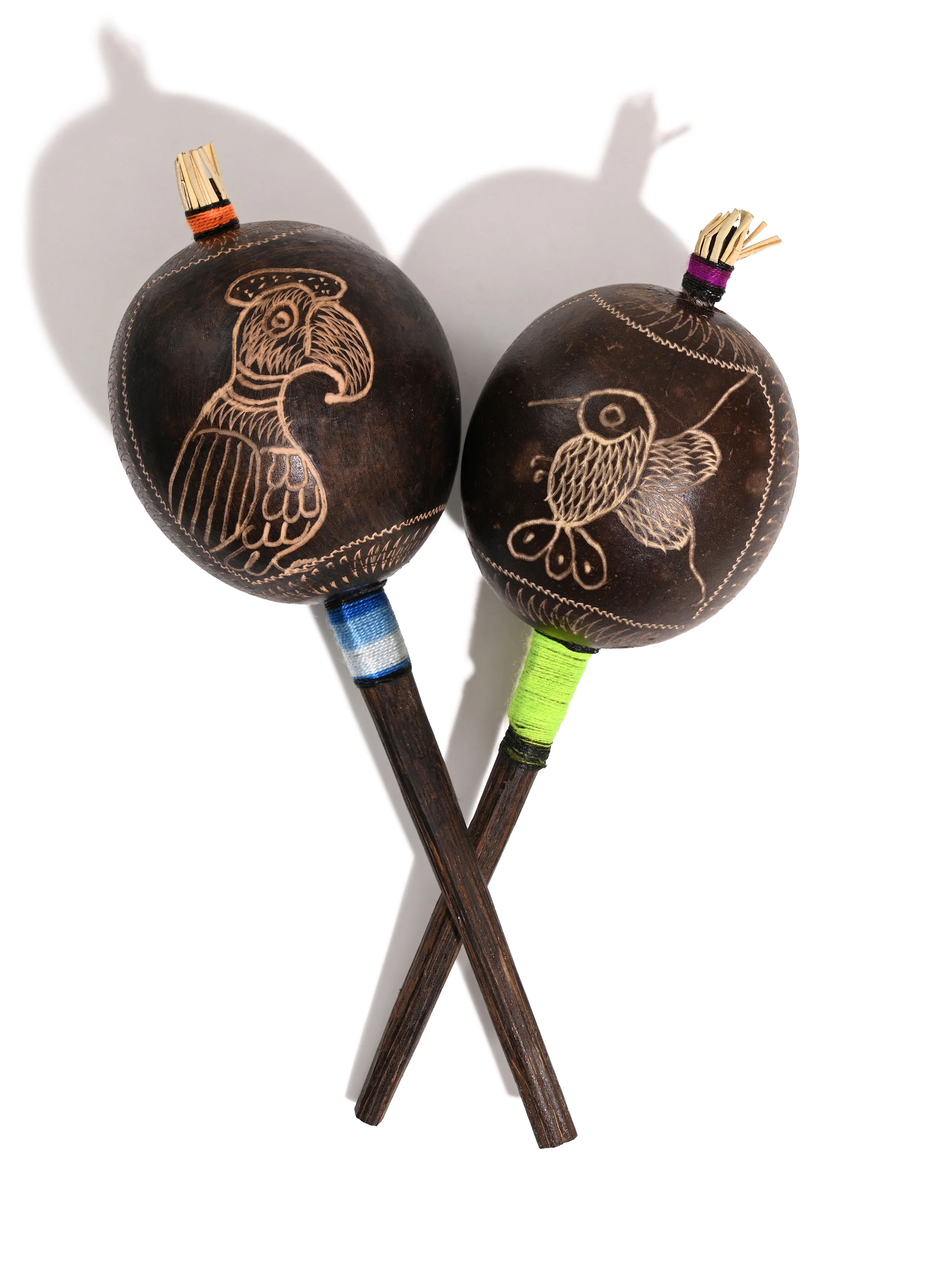 Peruvian Amazon Gourd Rattle - Hummingbird and Condor - Image 10