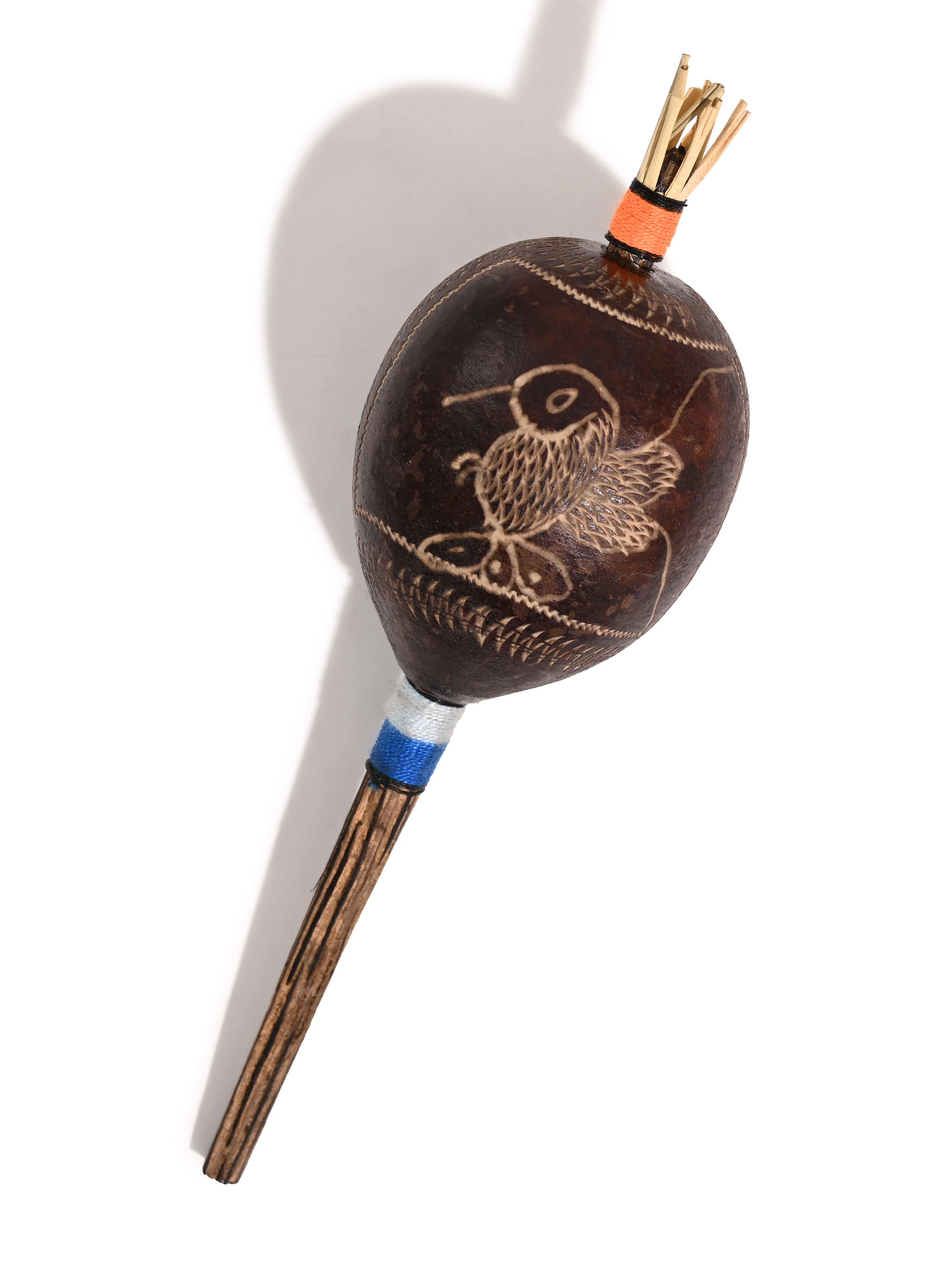 Peruvian Amazon Gourd Rattle - Hummingbird and Condor - Image 11
