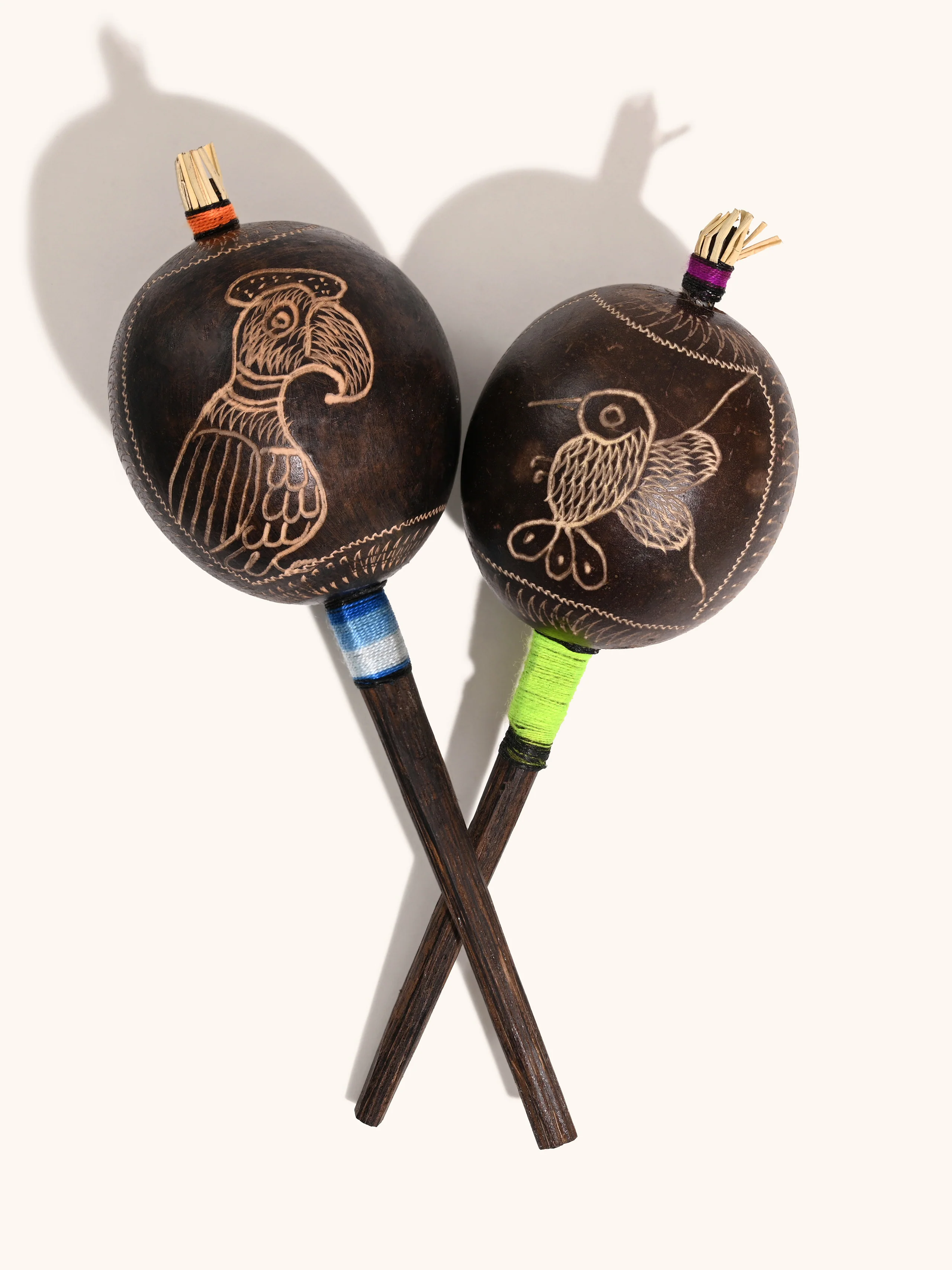 Peruvian Amazon Gourd Rattle - Hummingbird and Condor - Image 13