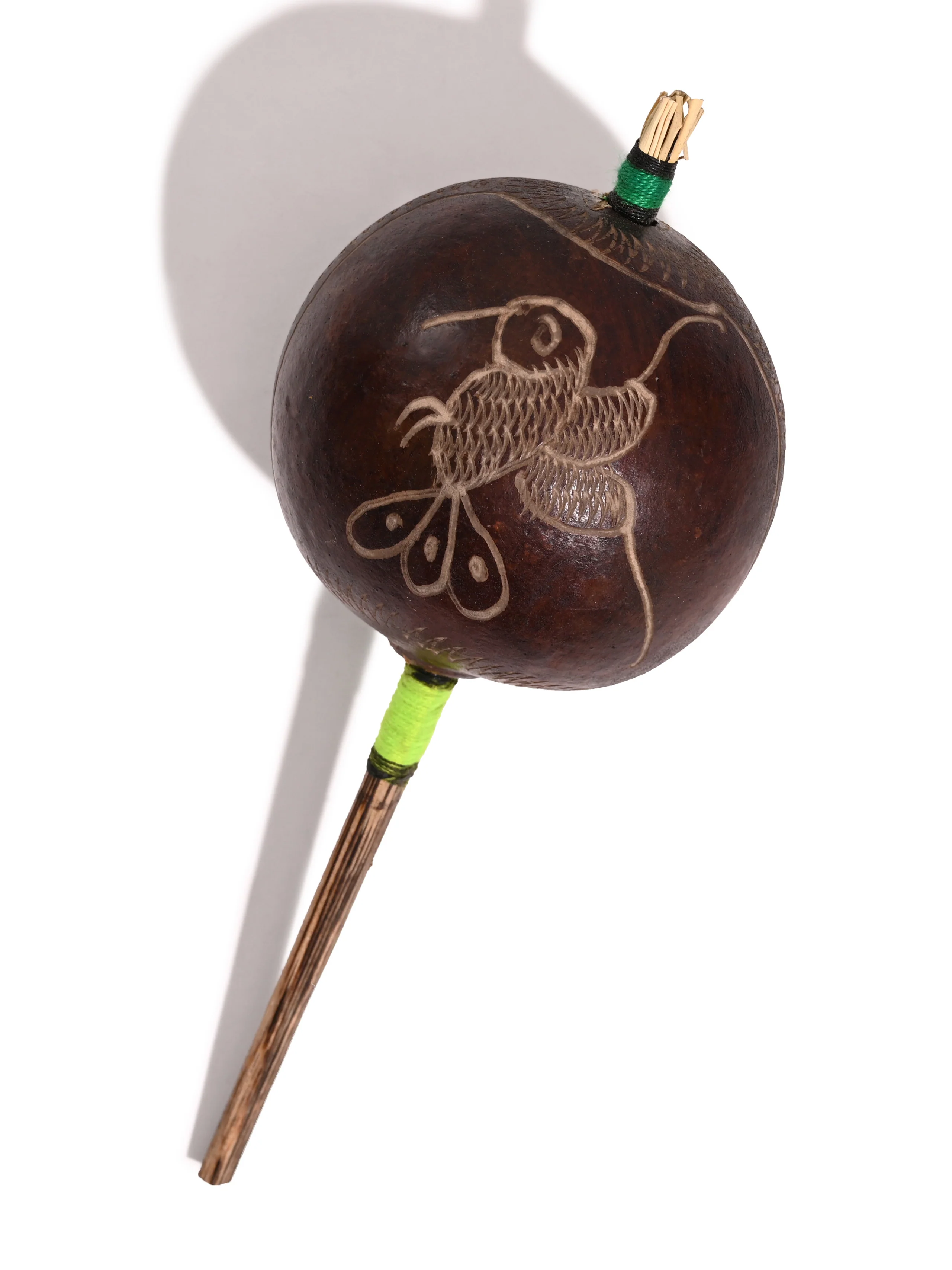 Peruvian Amazon Gourd Rattle - Hummingbird and Condor - Image 15