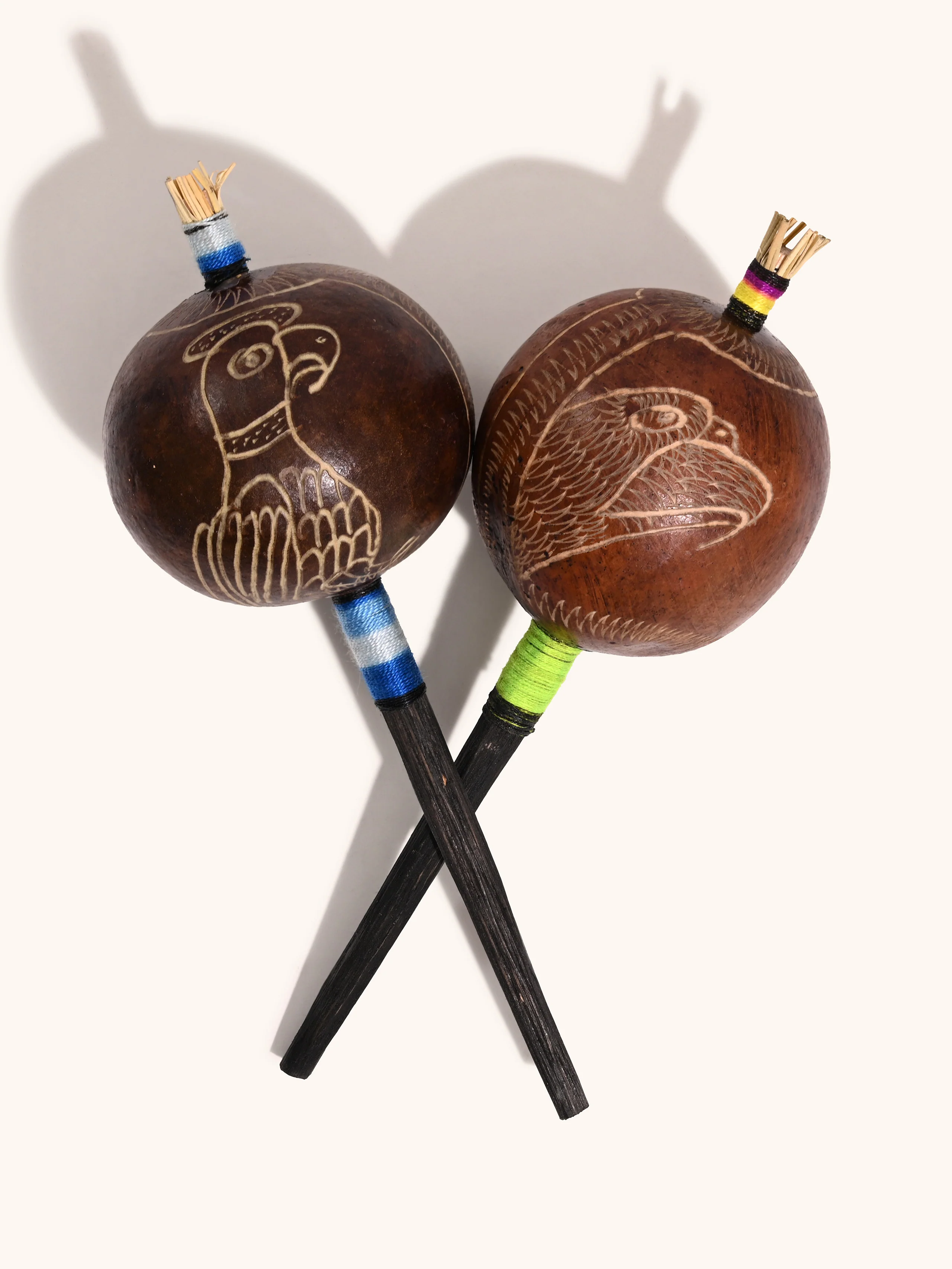 Peruvian Amazon Gourd Rattle - Hummingbird and Condor - Image 16