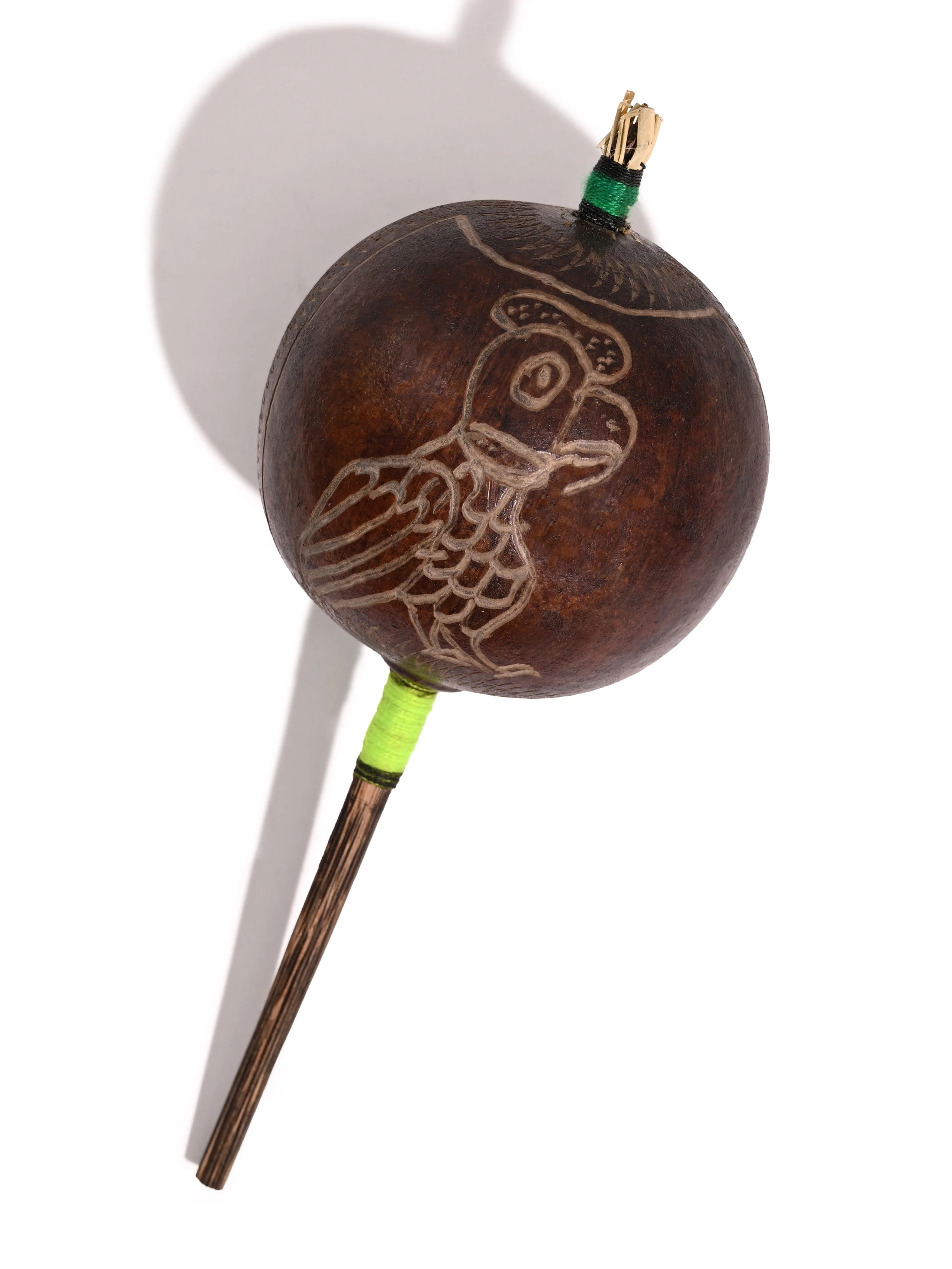 Peruvian Amazon Gourd Rattle - Hummingbird and Condor - Image 17