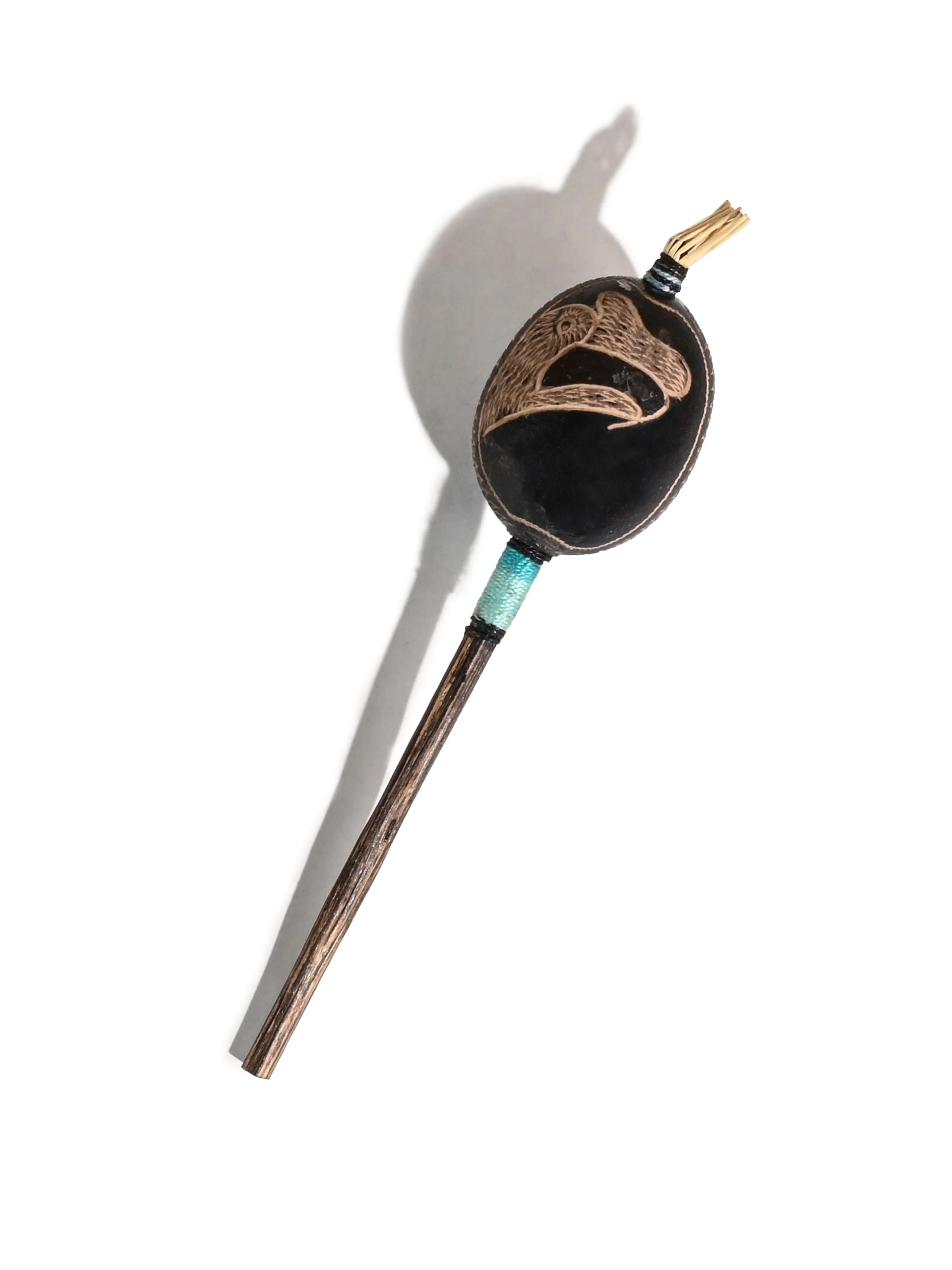 Peruvian Amazon Gourd Rattle - Hummingbird and Condor - Image 3