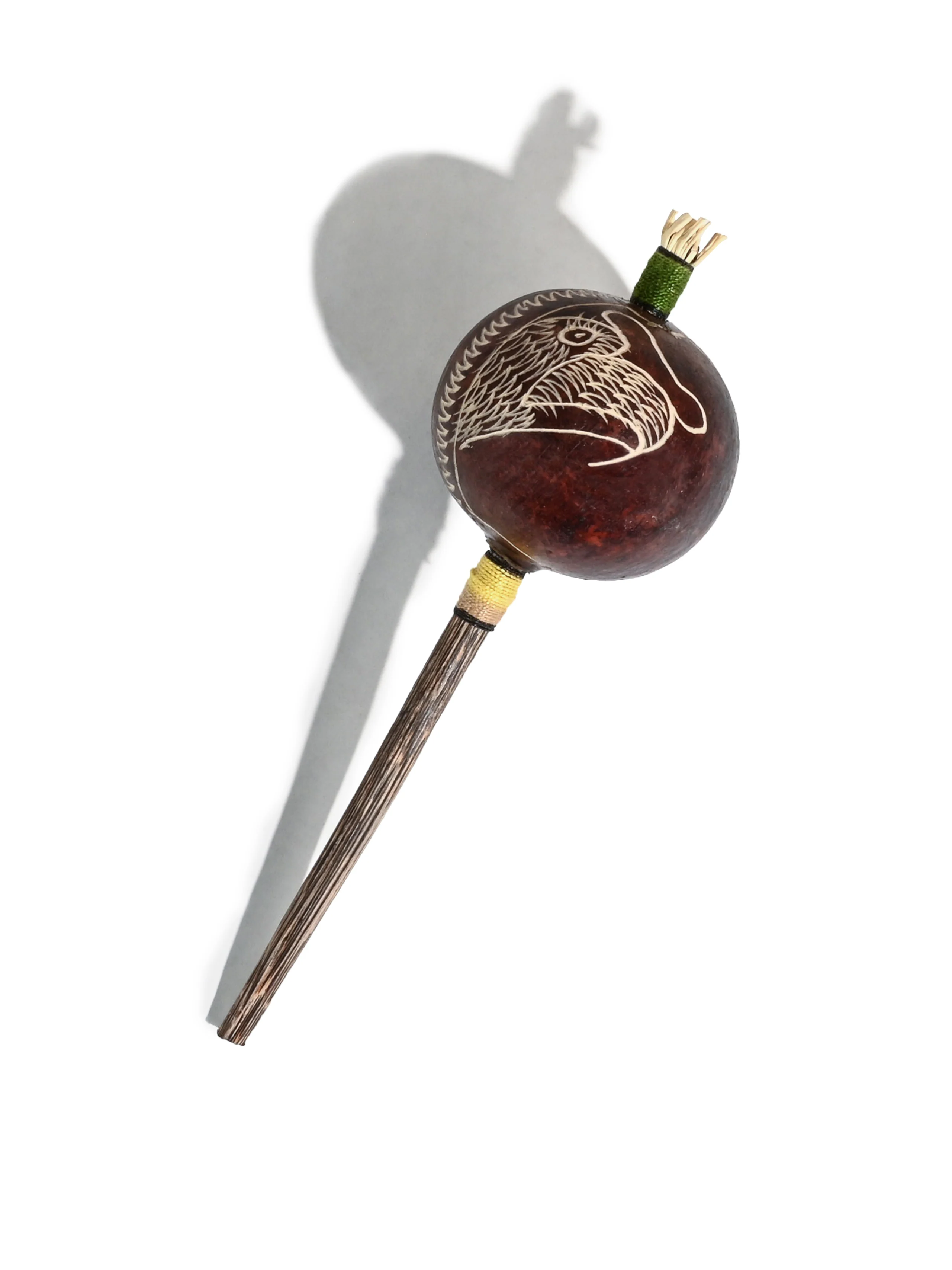 Peruvian Amazon Gourd Rattle - Hummingbird and Condor - Image 5