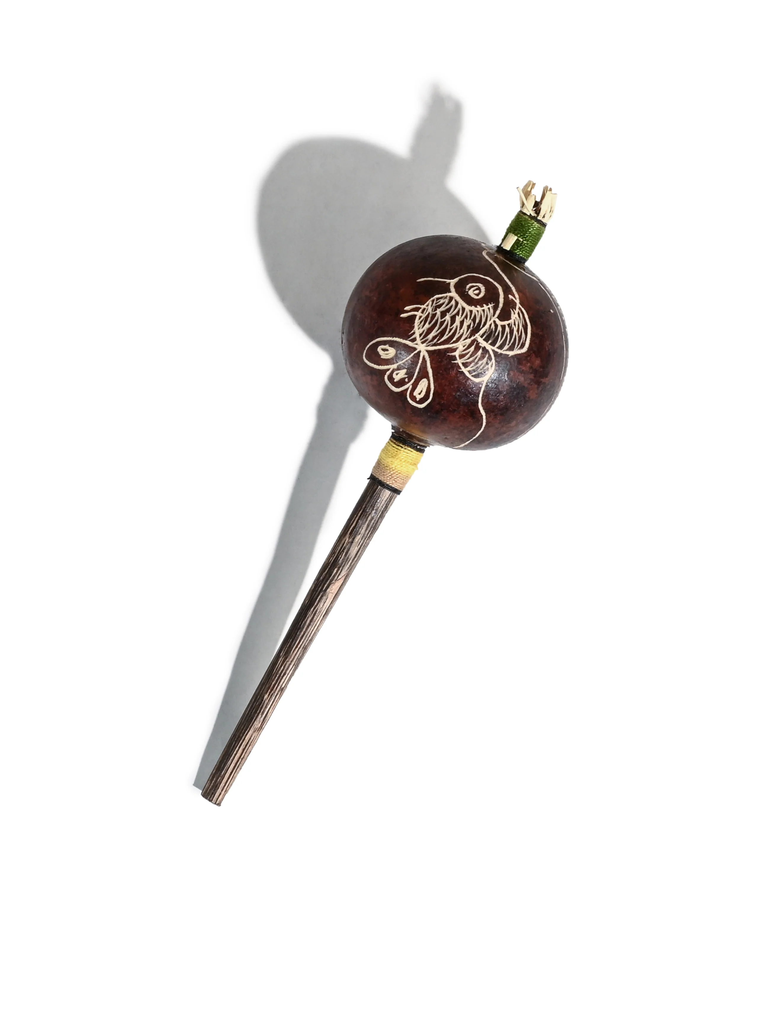 Peruvian Amazon Gourd Rattle - Hummingbird and Condor - Image 6
