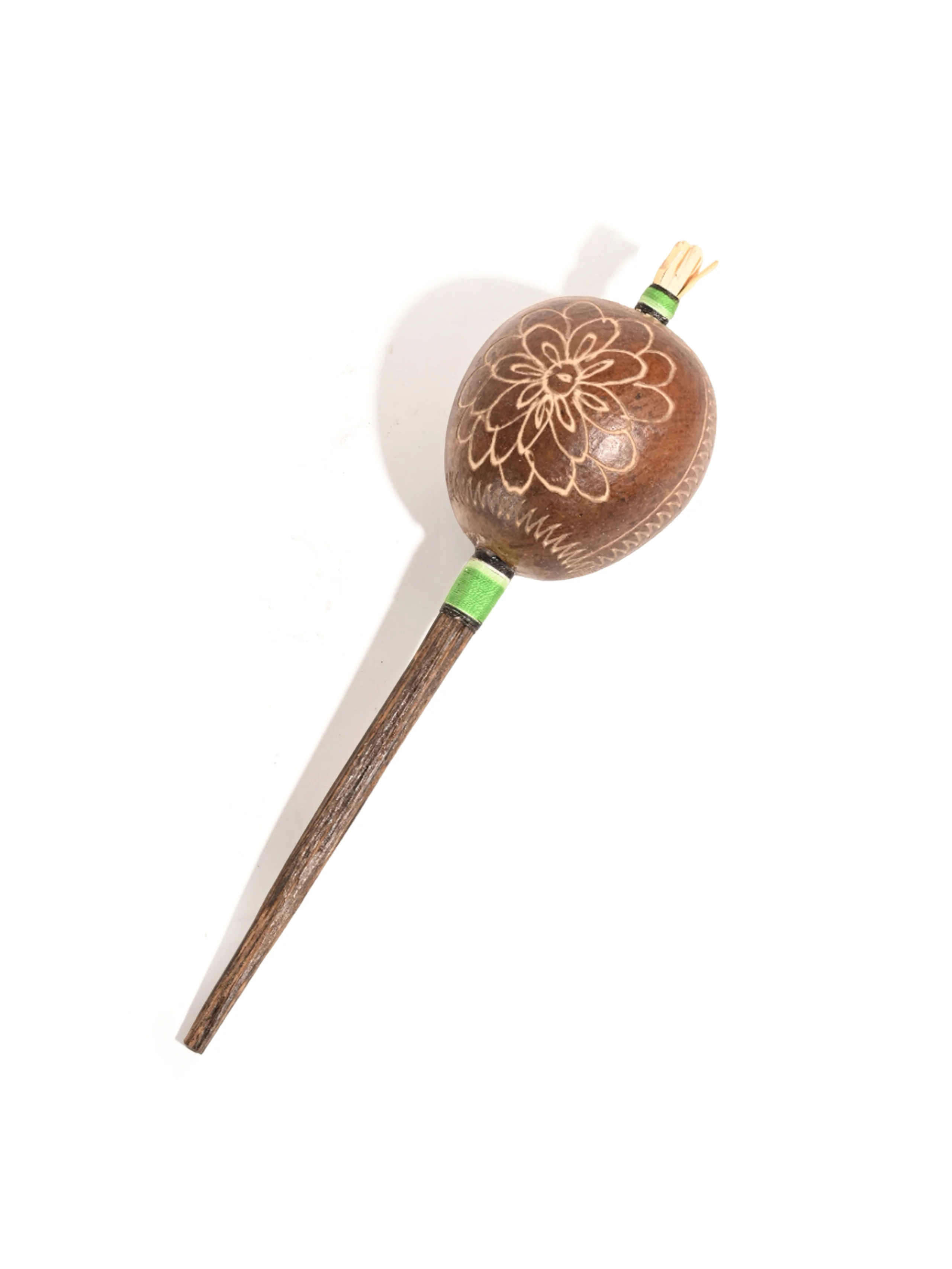 Peruvian Amazon Gourd Rattle - Hummingbird and Flower - Image 2