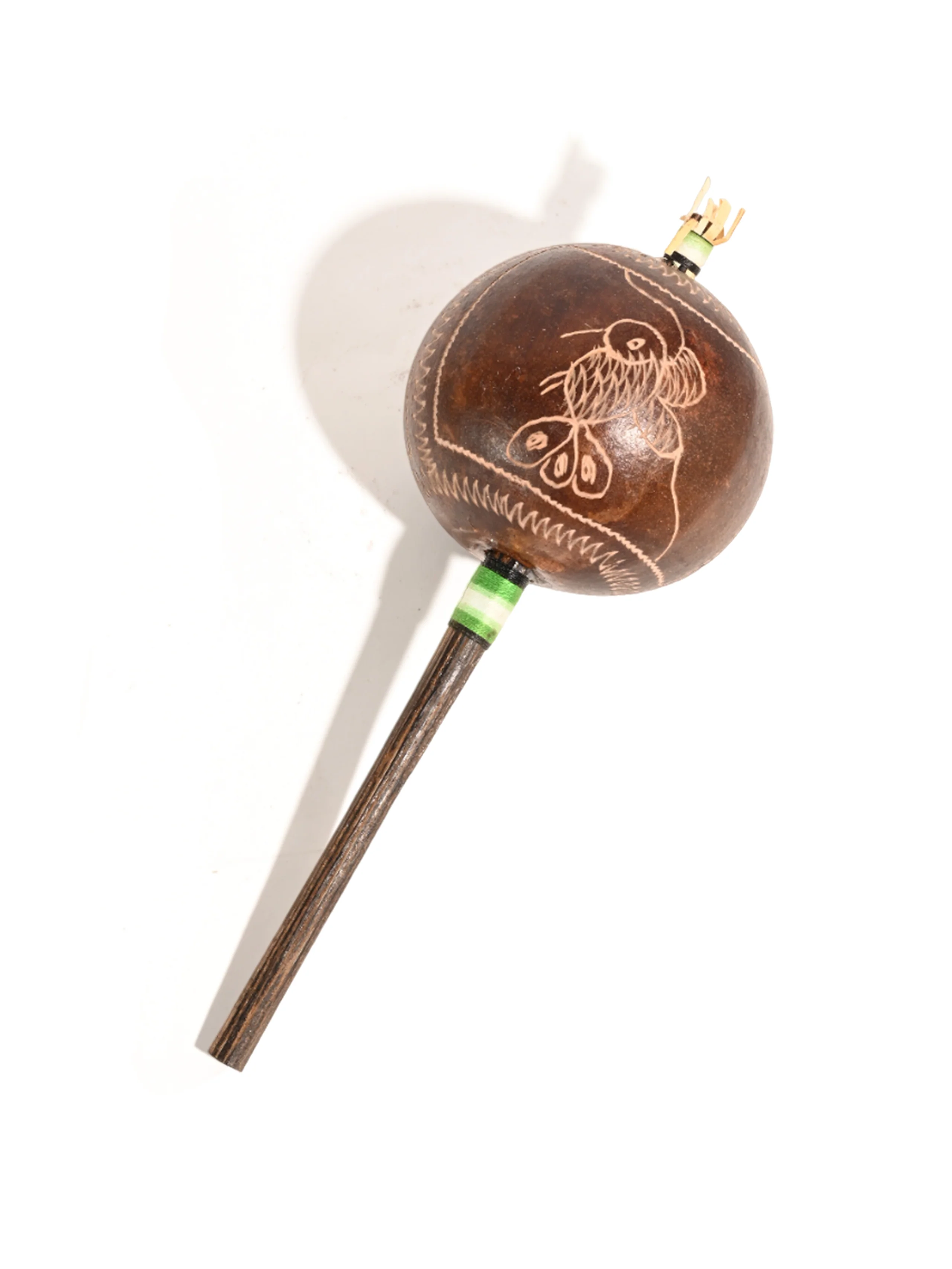 Peruvian Amazon Gourd Rattle - Hummingbird and Flower - Image 5
