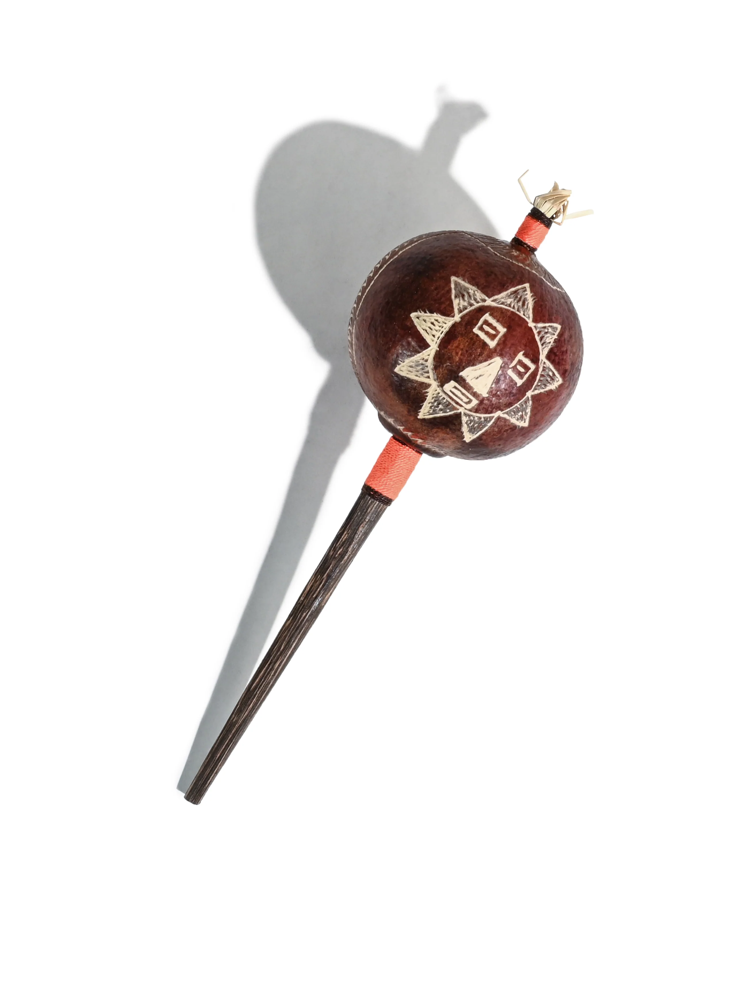 Peruvian Amazon Gourd Rattle - Moon/Sun - Image 3