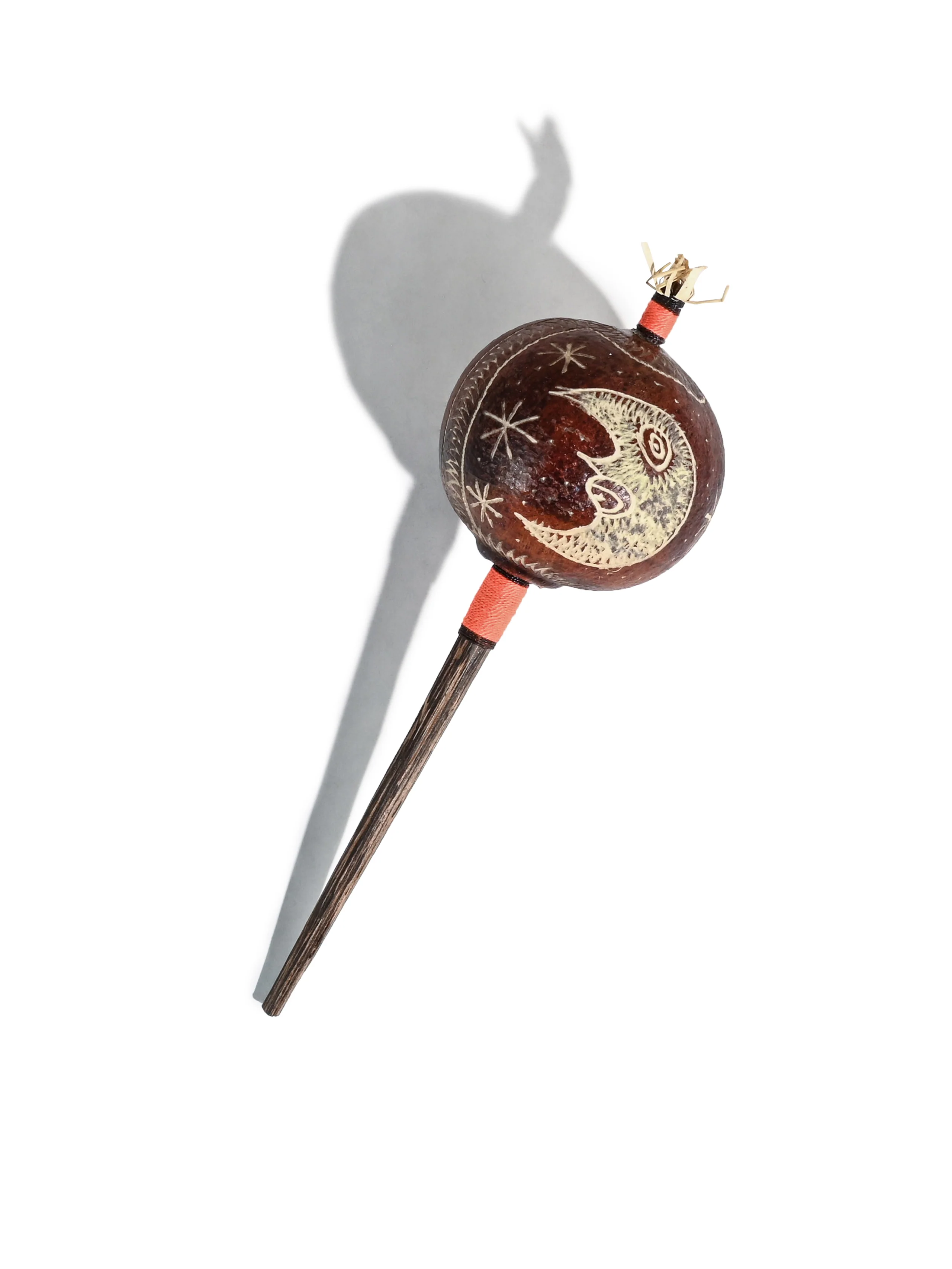 Peruvian Amazon Gourd Rattle - Moon/Sun - Image 4