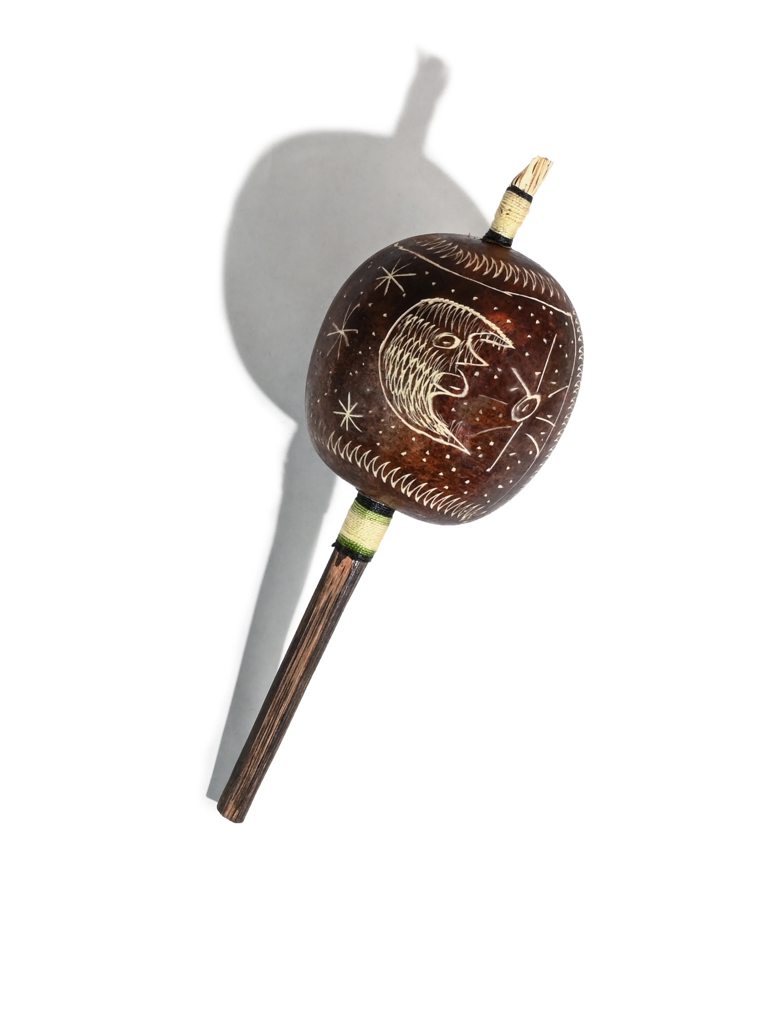 Peruvian Amazon Gourd Rattle - Moon/Sun - Image 5
