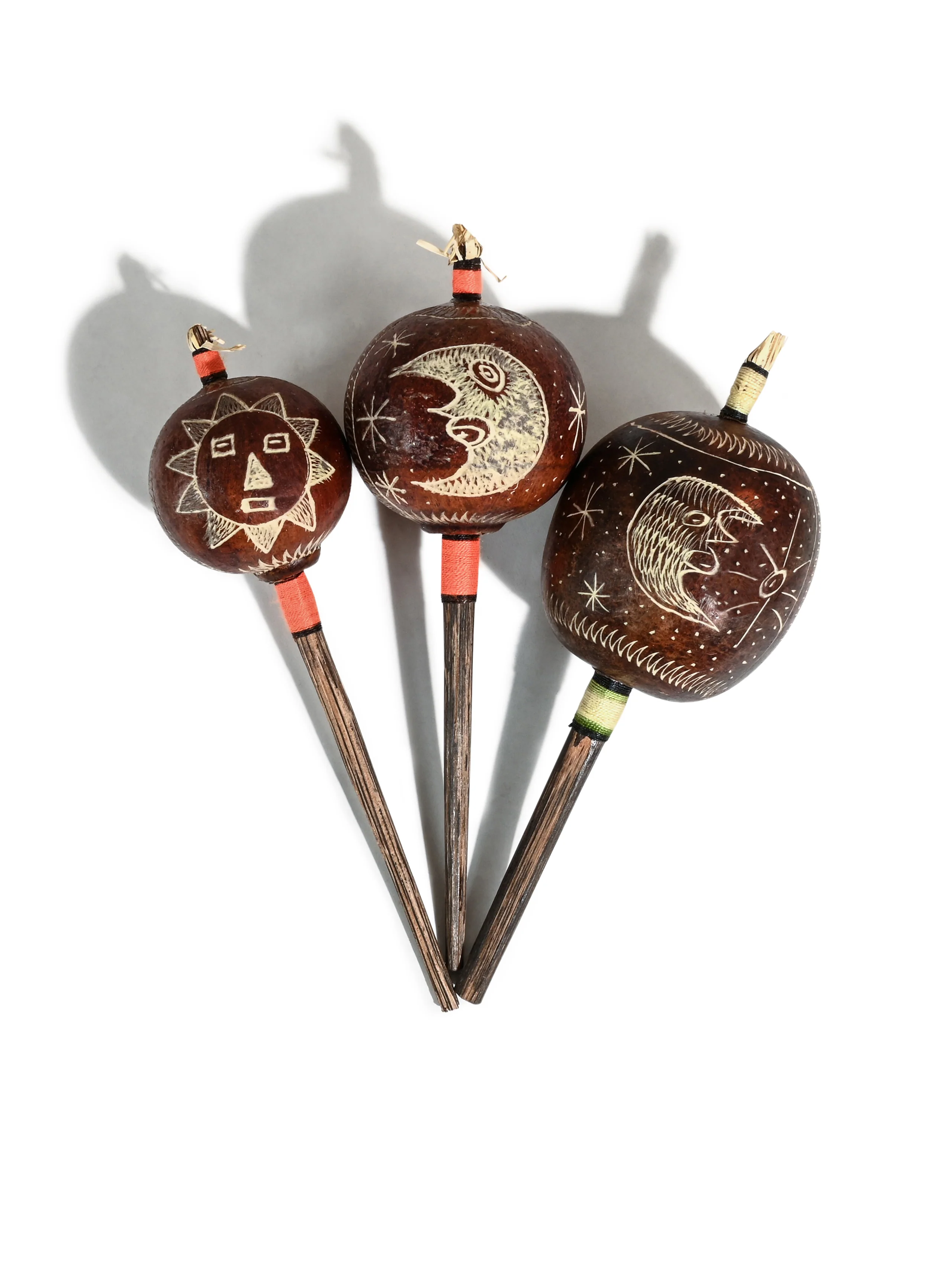 Peruvian Amazon Gourd Rattle - Moon/Sun - Image 7