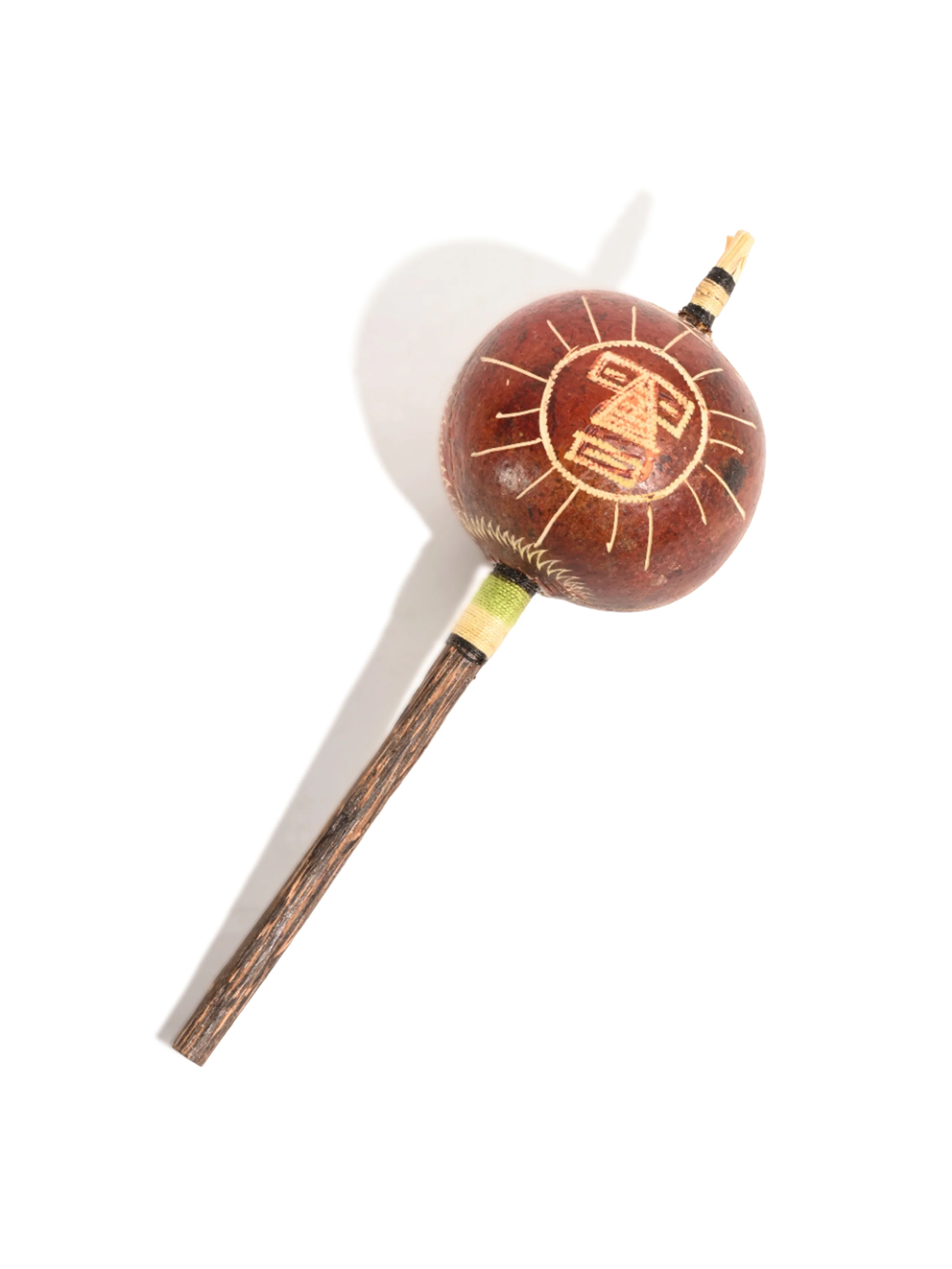 Peruvian Amazon Gourd Rattle - Moon/Sun with Rays - Image 6