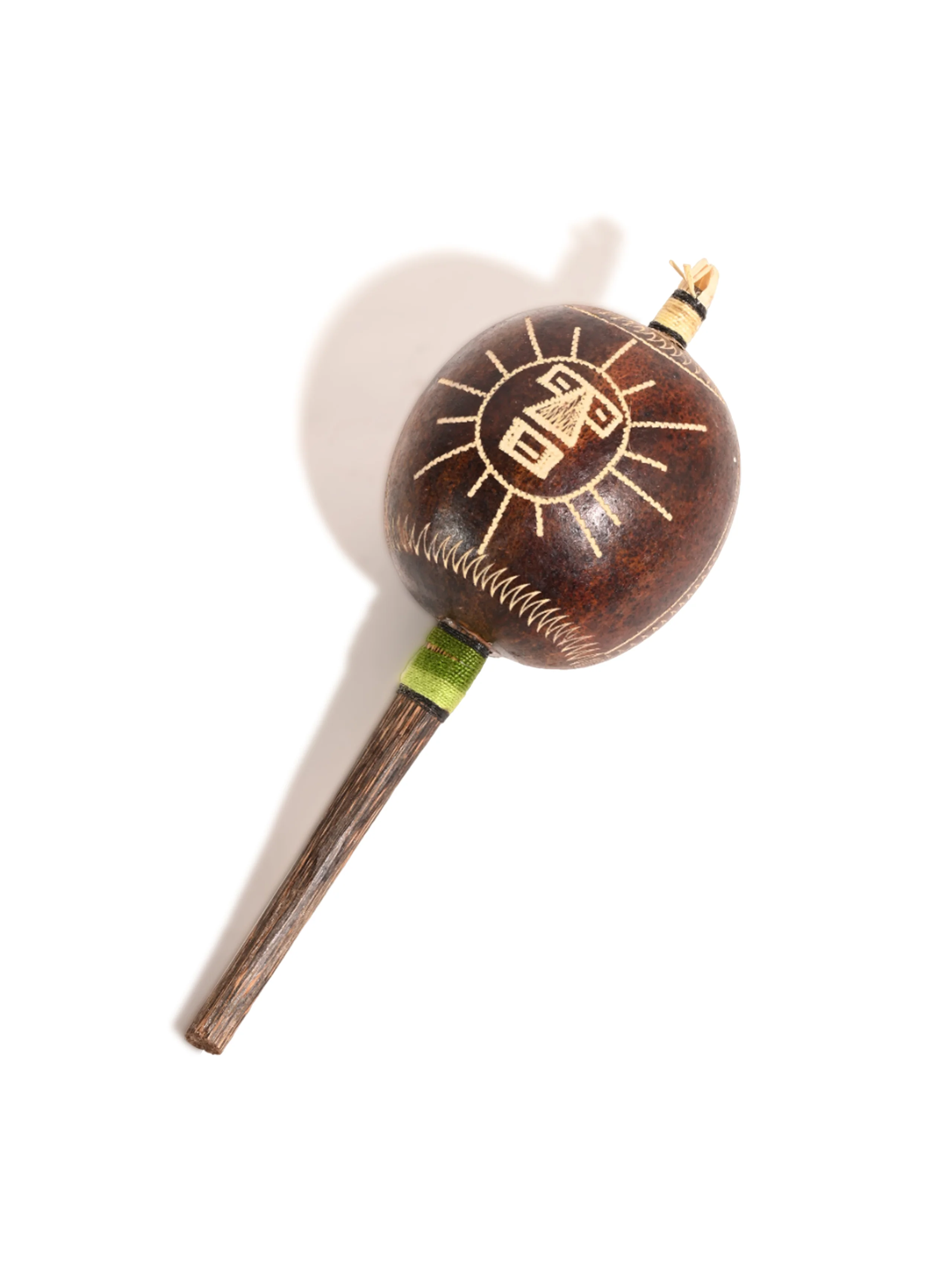 Peruvian Amazon Gourd Rattle - Moon/Sun with Rays - Image 7