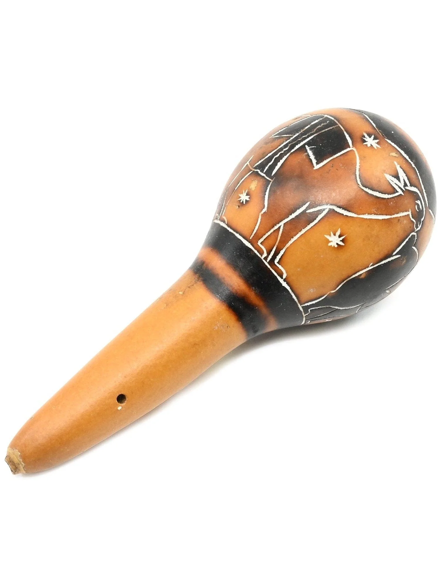 Peruvian Carved Gourd Rattle - Small - Image 3