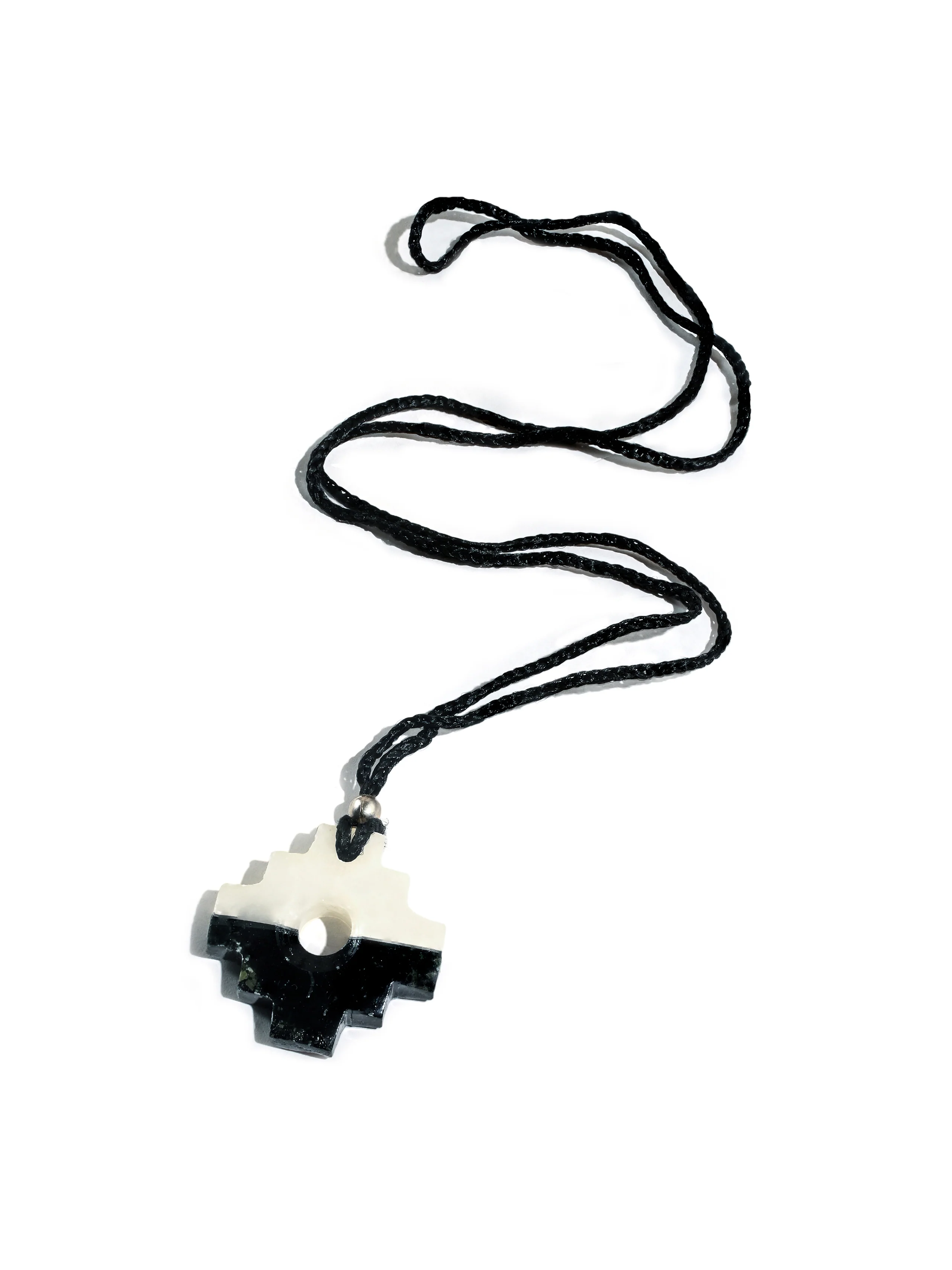 Peruvian Chakana Necklace - Black & White Stone - Image 5