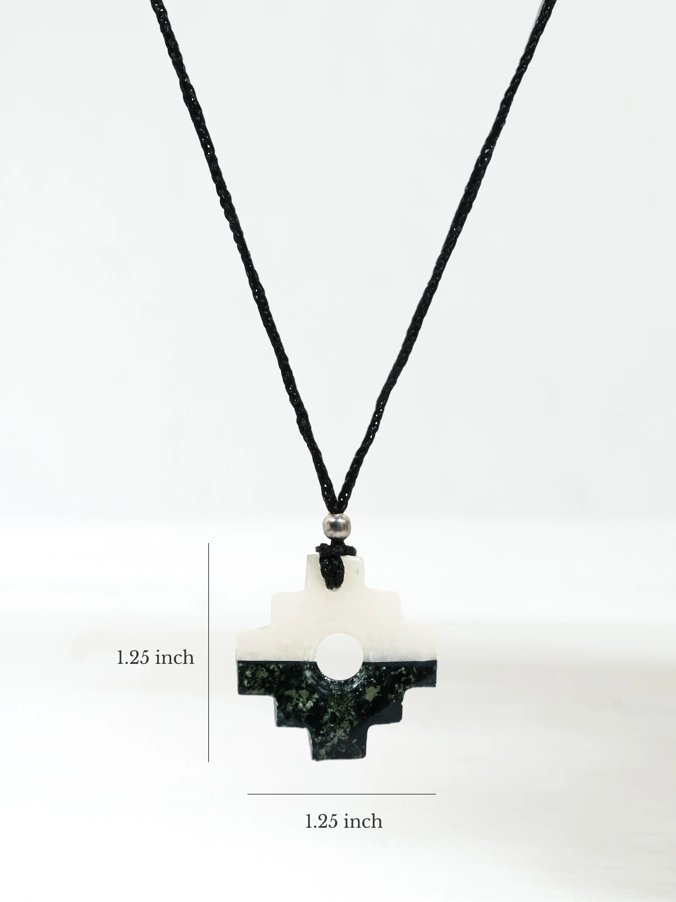 Peruvian Chakana Necklace - Black & White Stone - Image 6