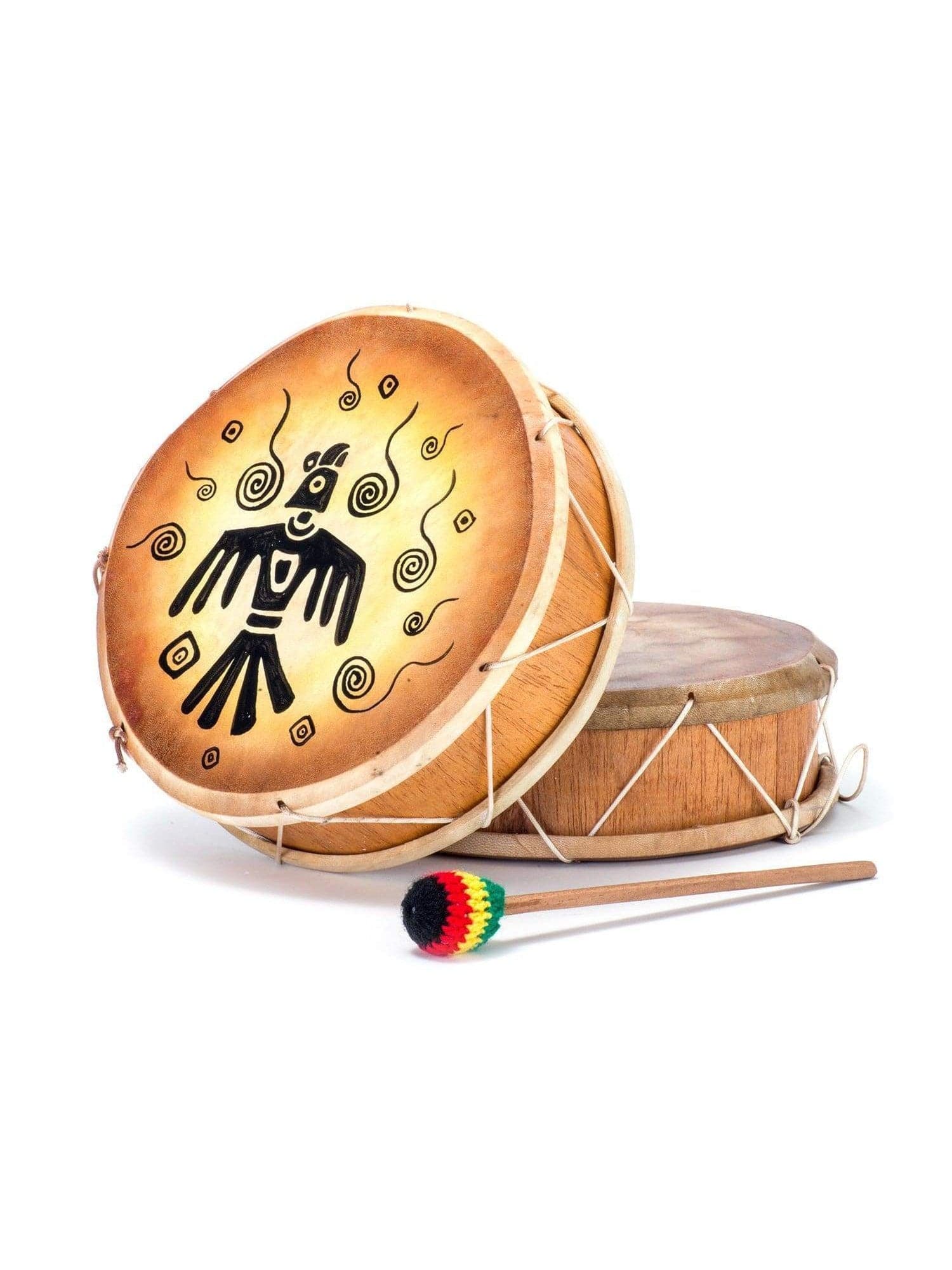 Peruvian Round Two-Sided Hand Drum -9-10 in - Image 10