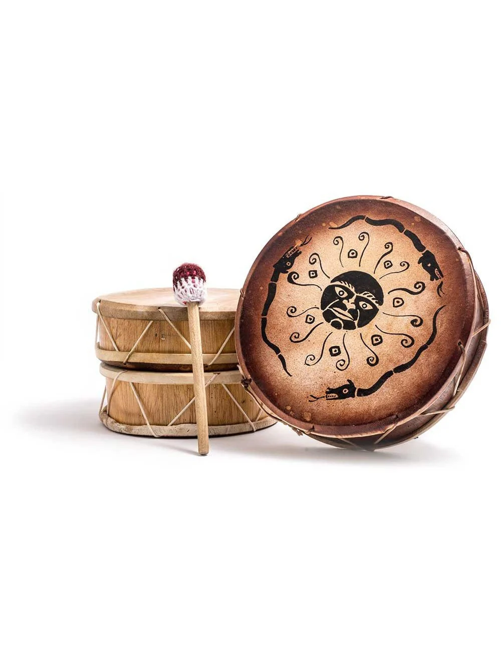 Peruvian Round Two-Sided Hand Drum -9-10 in - Image 12