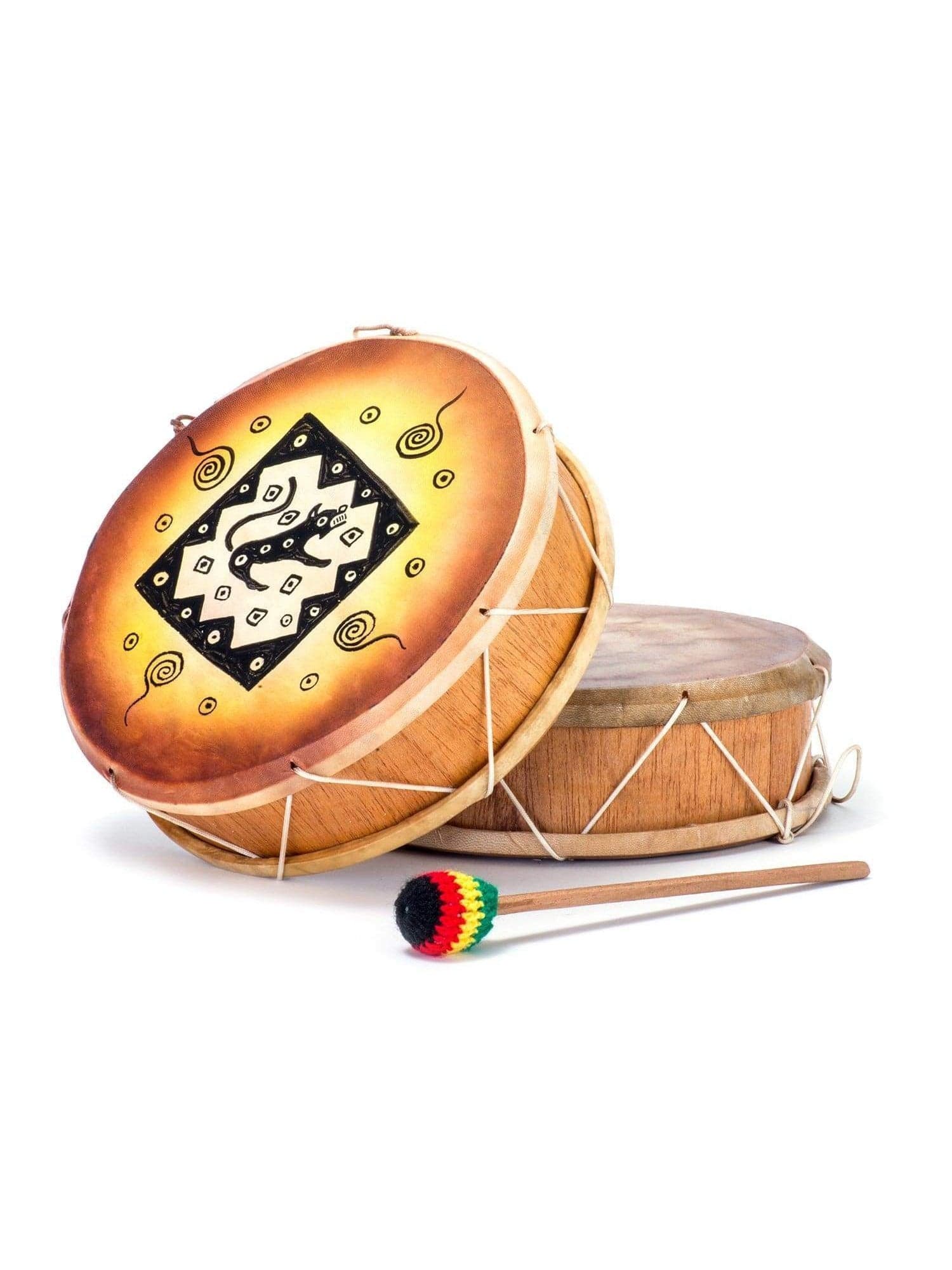 Peruvian Round Two-Sided Hand Drum -9-10 in - Image 13