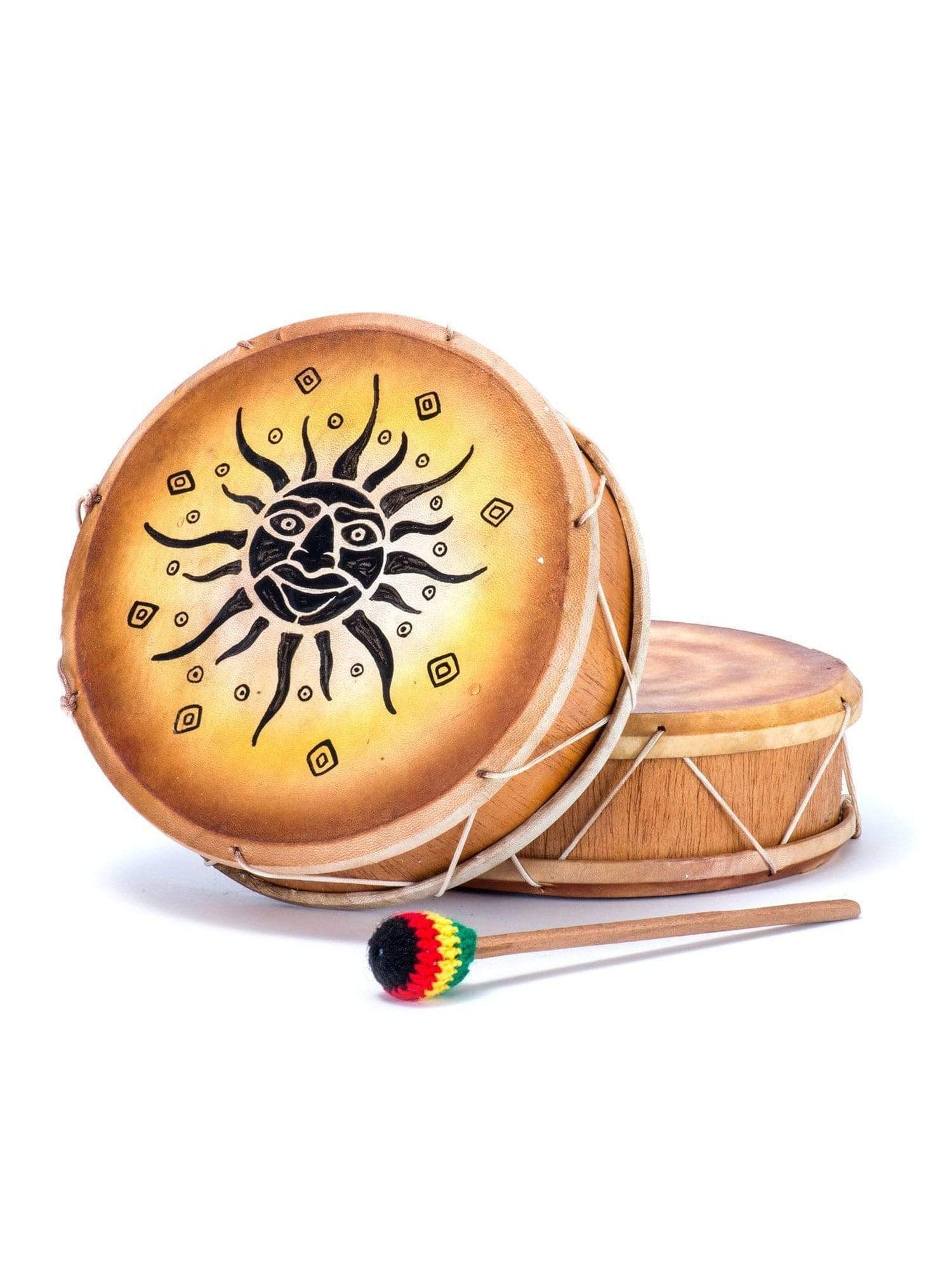 Peruvian Round Two-Sided Hand Drum -9-10 in - Image 14