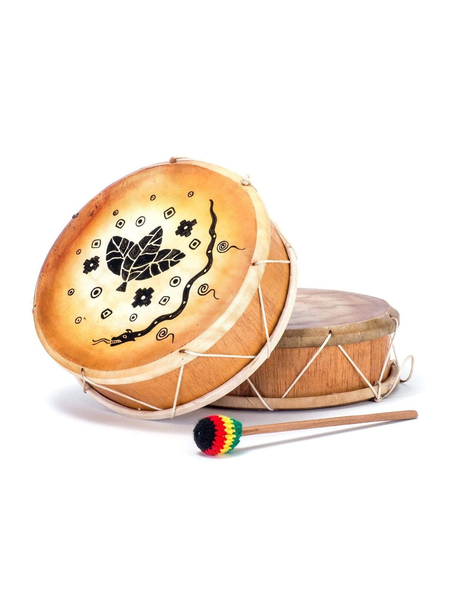 Peruvian Round Two-Sided Hand Drum -9-10 in - Image 15
