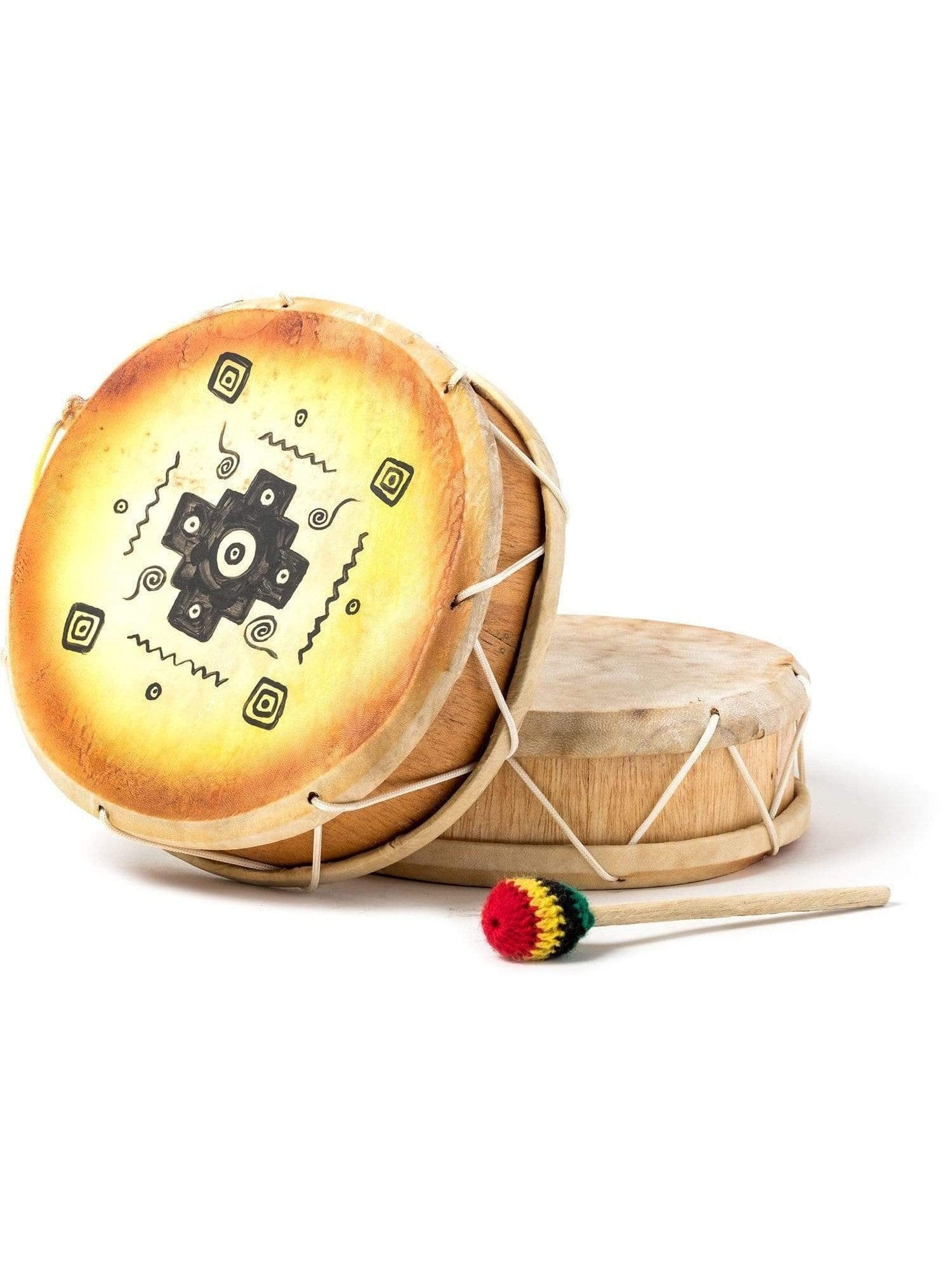 Peruvian Round Two-Sided Hand Drum -9-10 in - Image 3