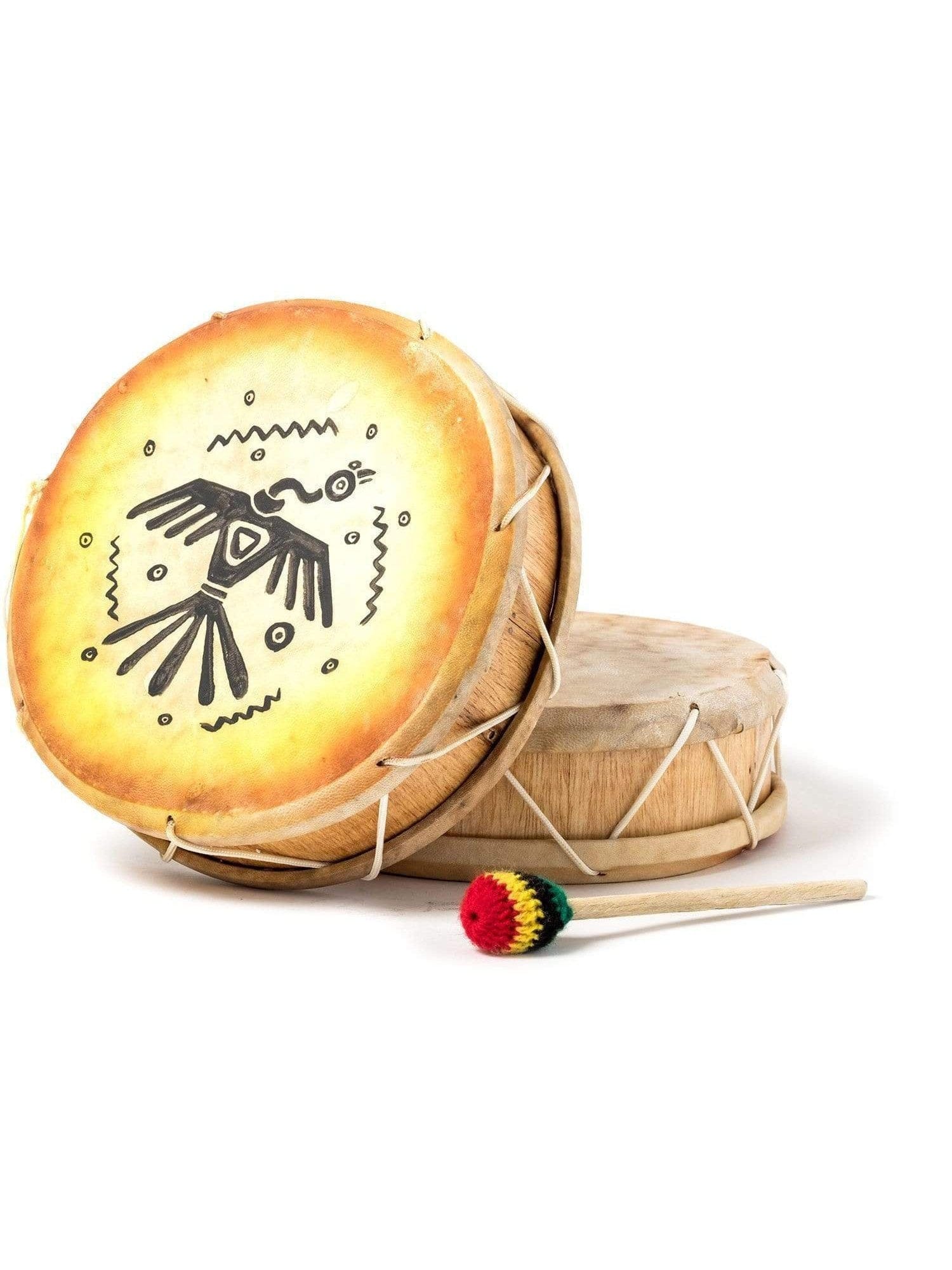 Peruvian Round Two-Sided Hand Drum -9-10 in - Image 4