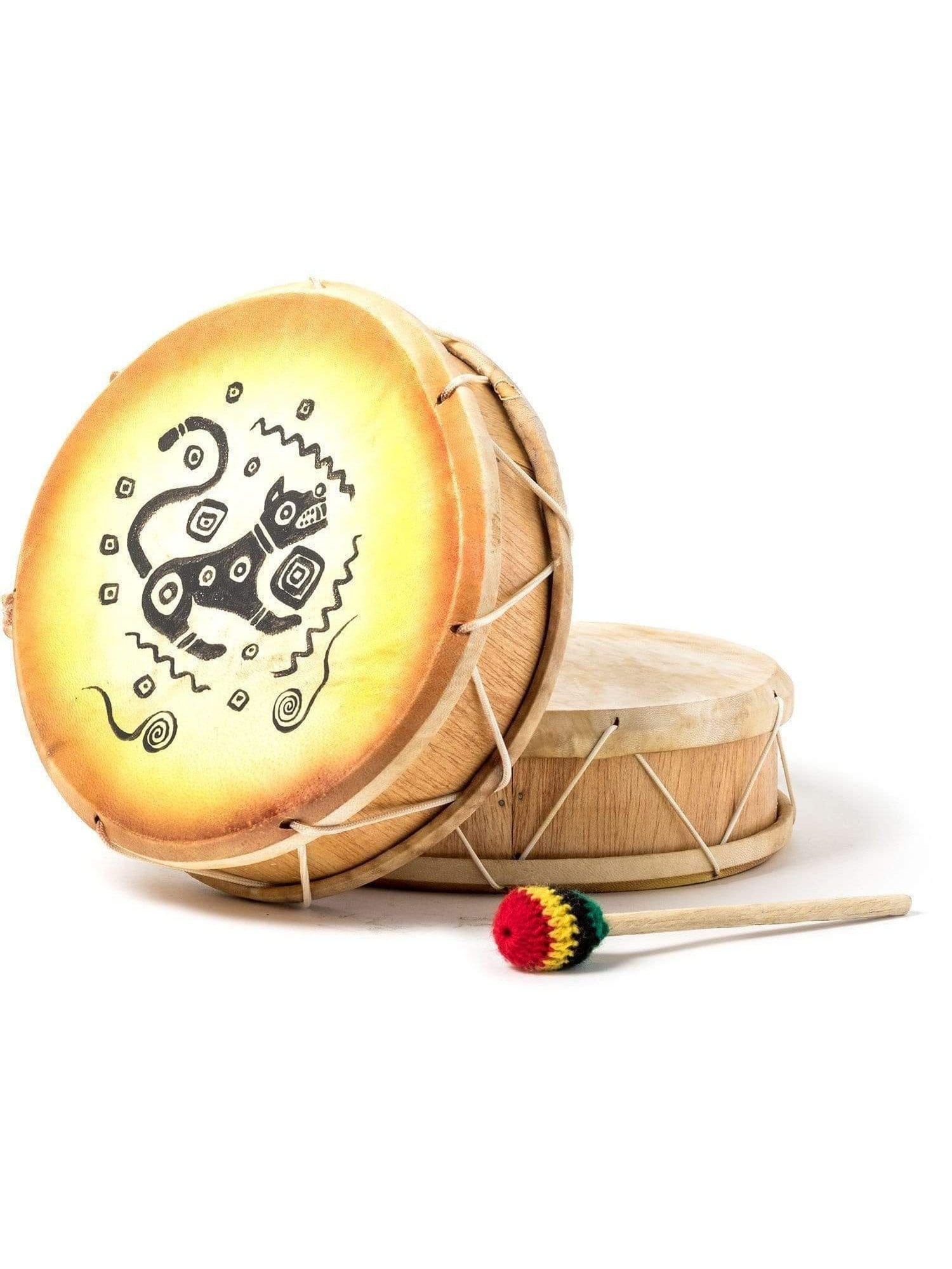 Peruvian Round Two-Sided Hand Drum -9-10 in - Image 6