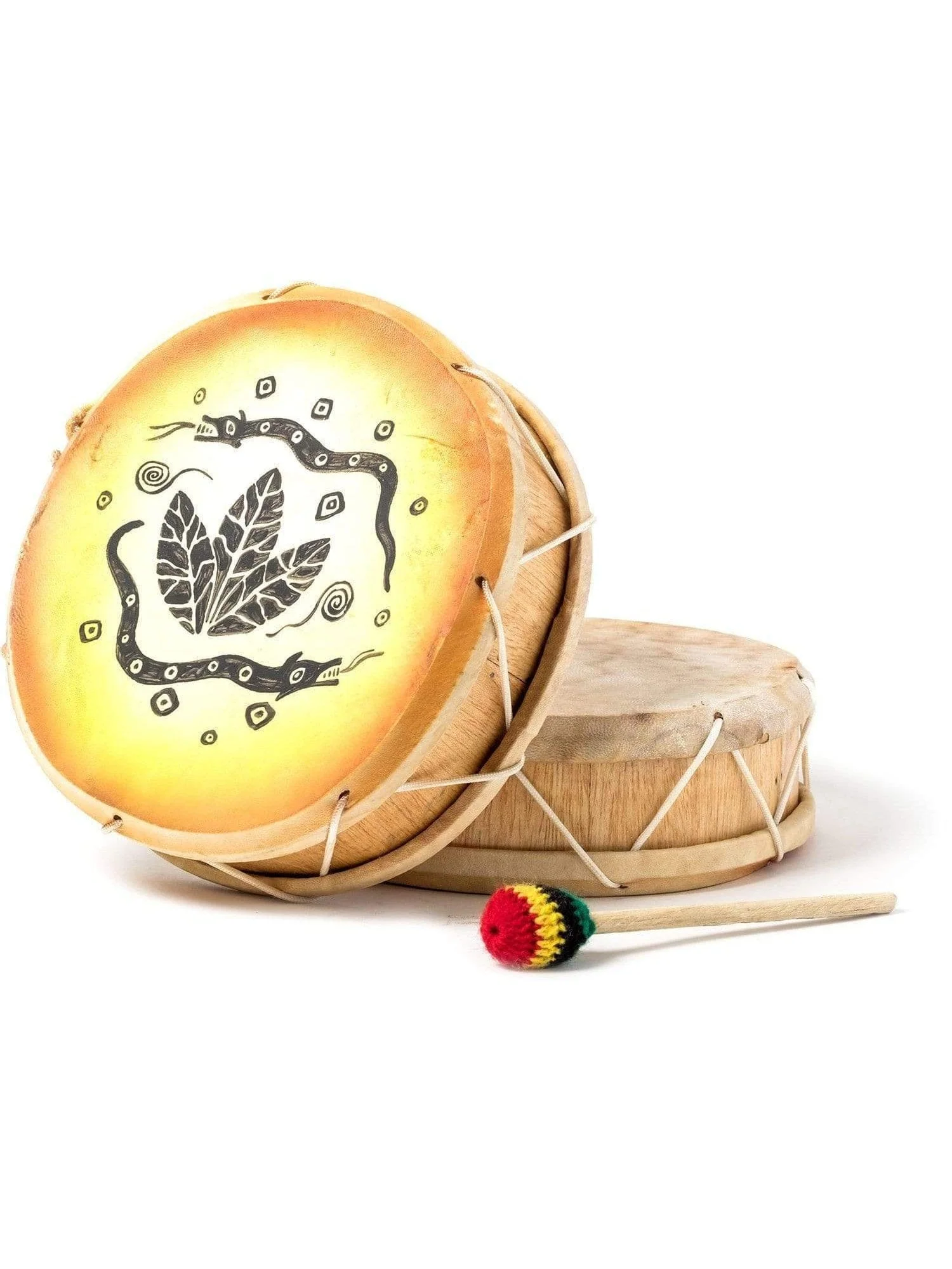 Peruvian Round Two-Sided Hand Drum -9-10 in - Image 8