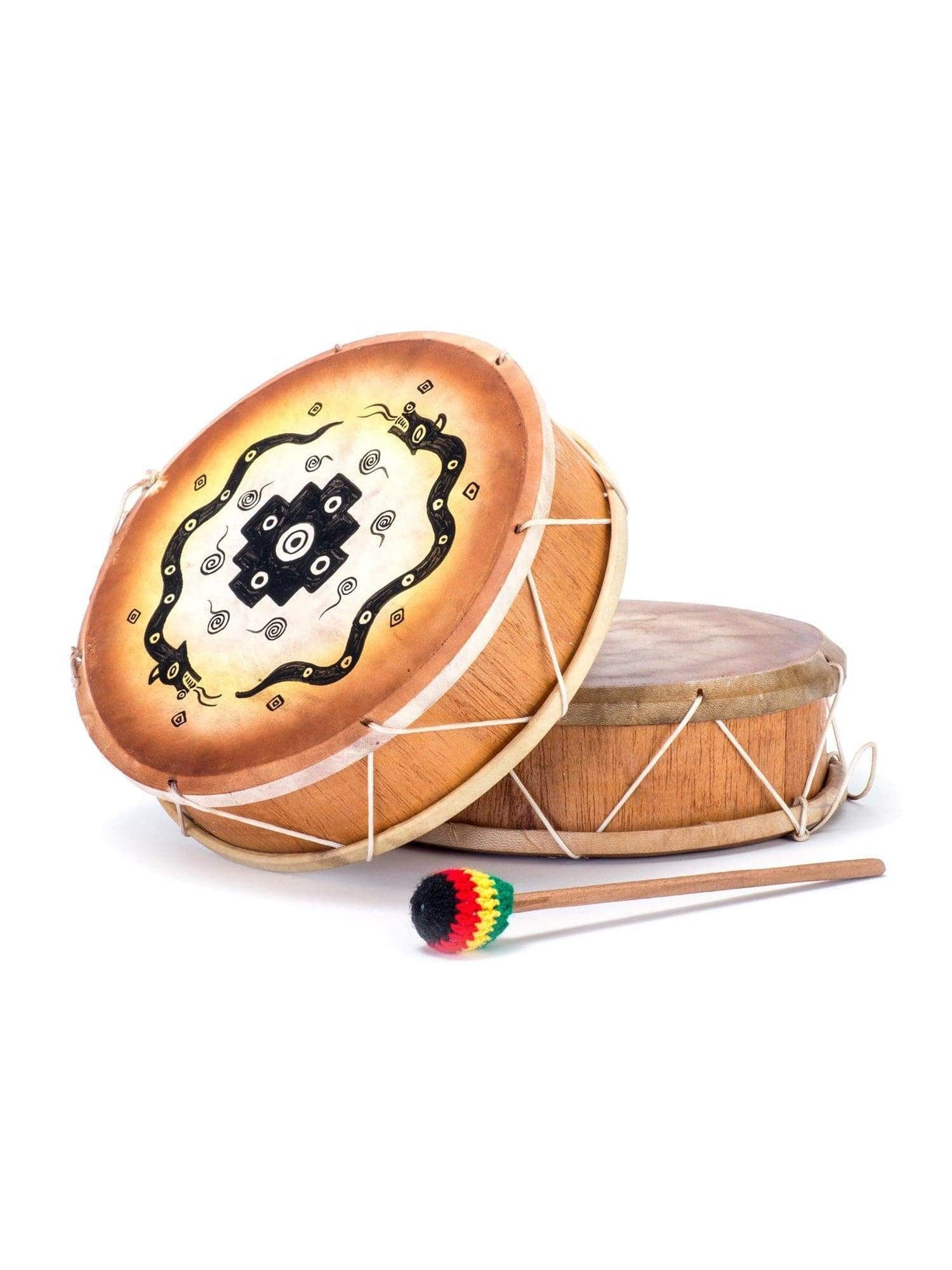 Peruvian Round Two-Sided Hand Drum -9-10 in - Image 9
