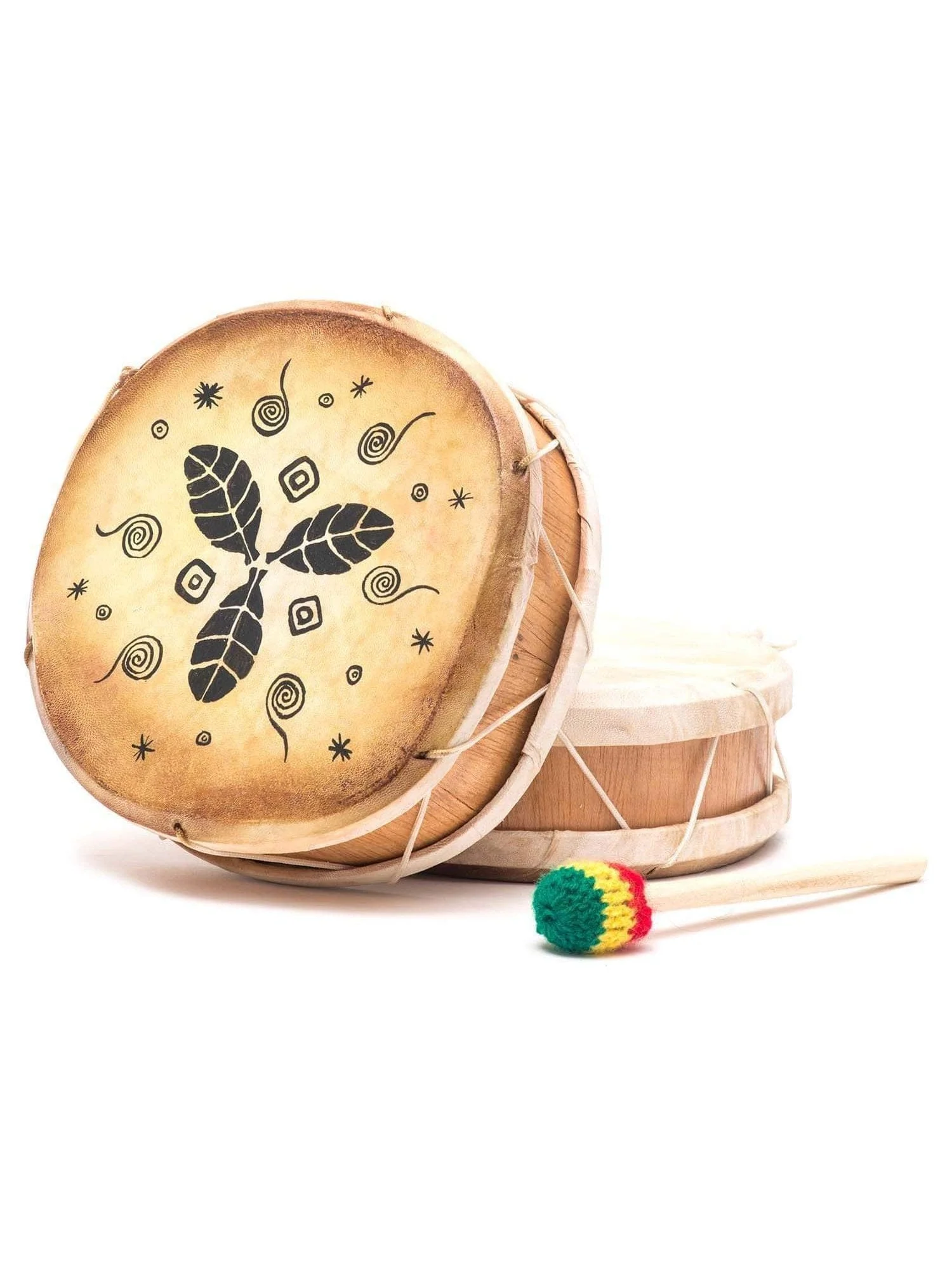 Peruvian Round Two-Sided Hand Drum - 8 in - Image 10