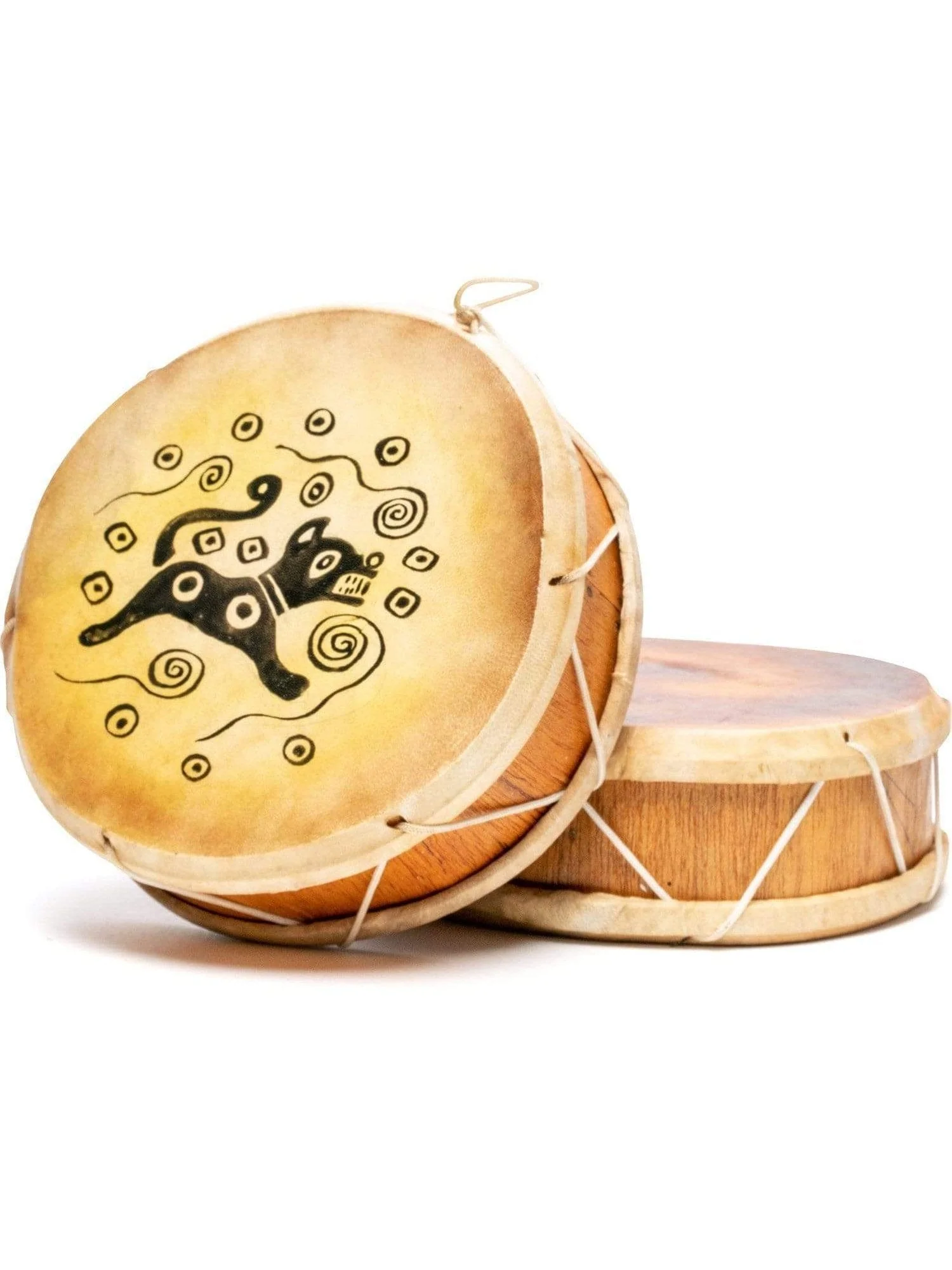 Peruvian Round Two-Sided Hand Drum - 8 in - Image 15