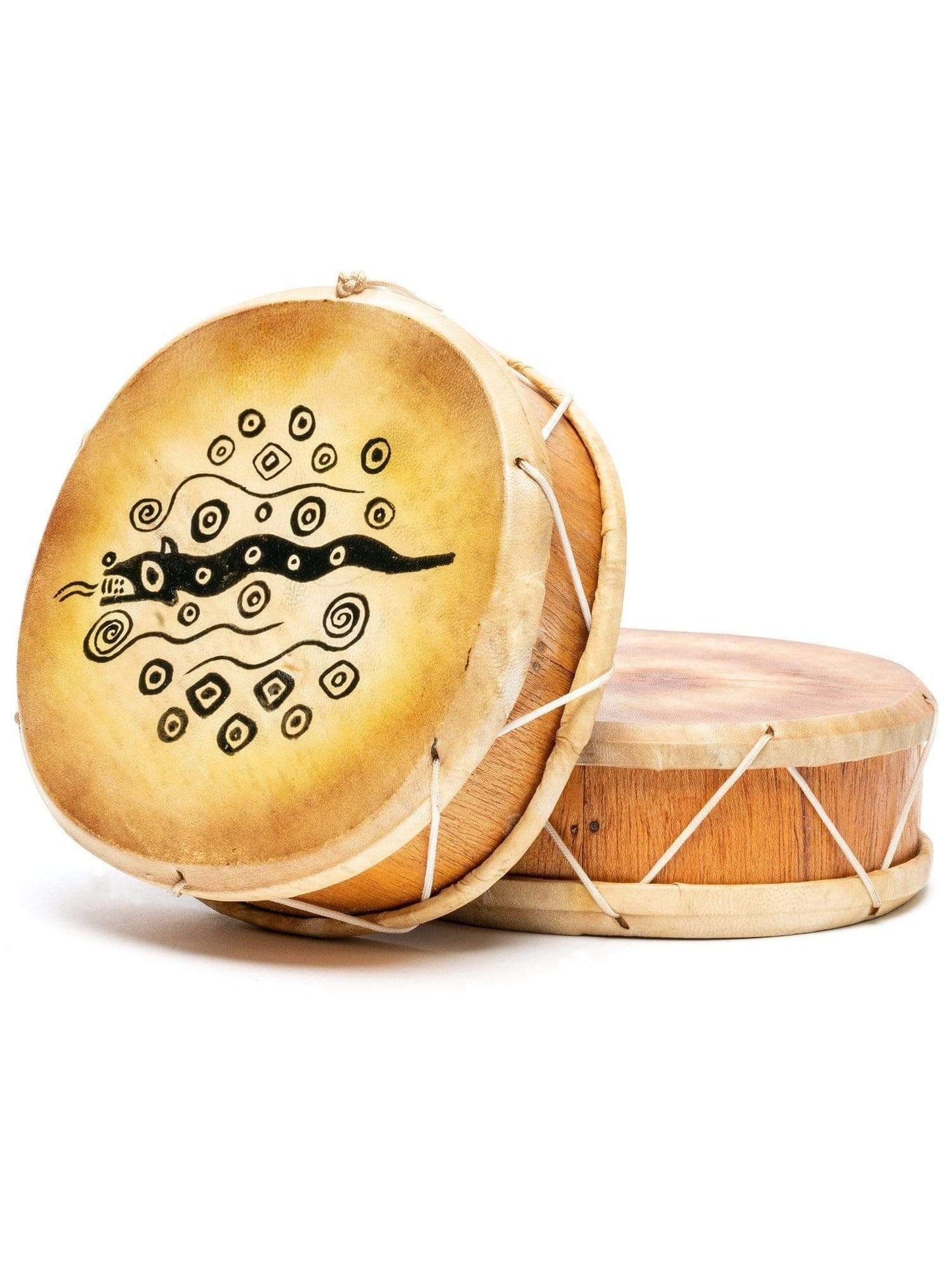 Peruvian Round Two-Sided Hand Drum - 8 in - Image 16