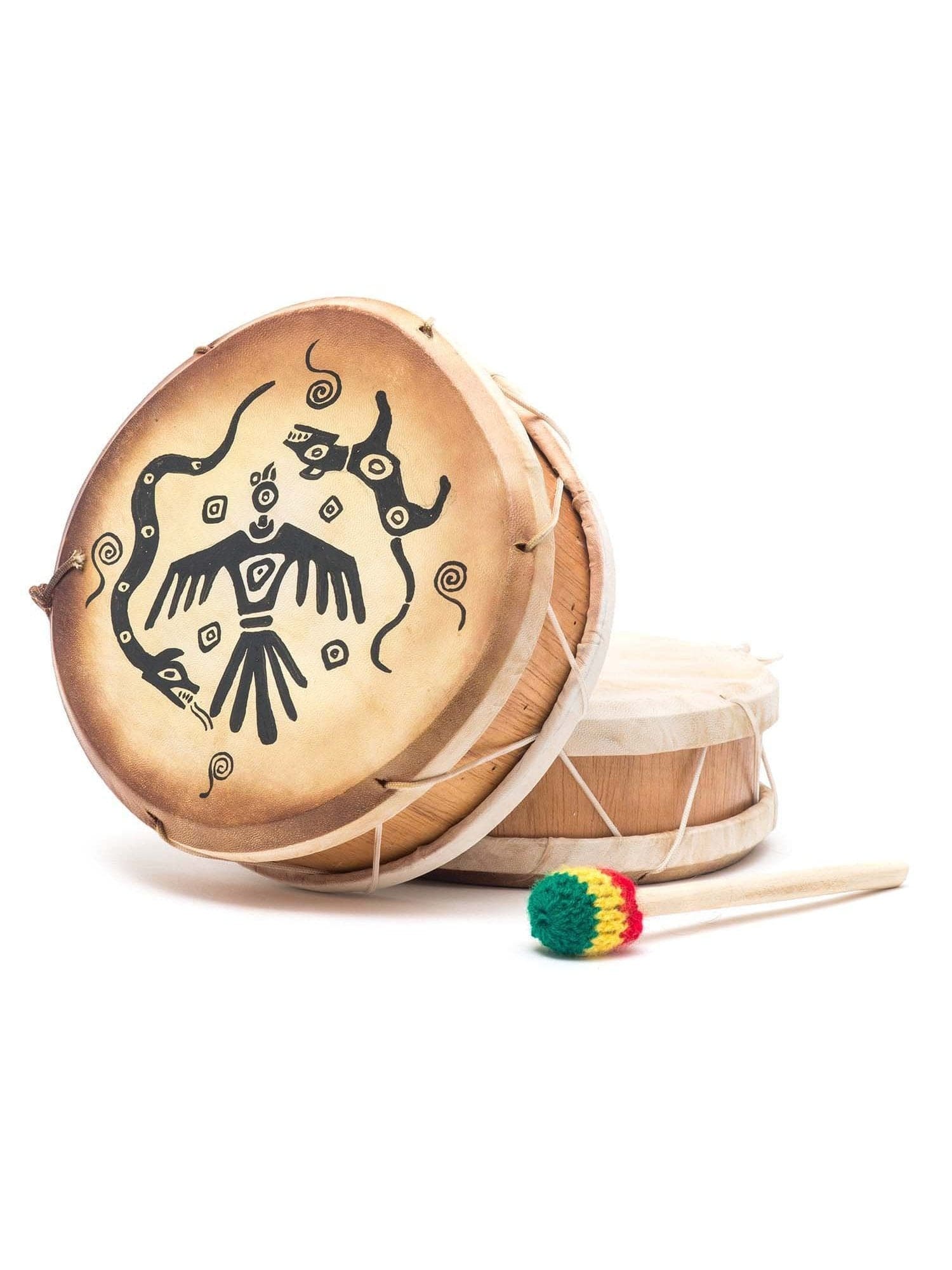 Peruvian Round Two-Sided Hand Drum - 8 in - Image 17