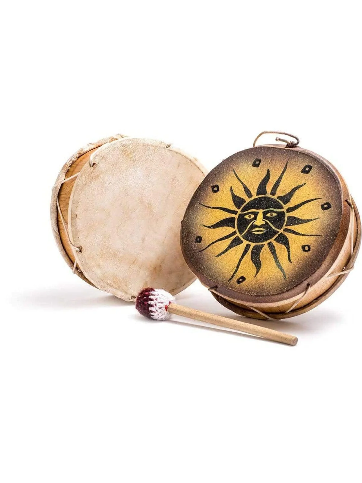 Peruvian Round Two-Sided Hand Drum - 8 in - Image 2