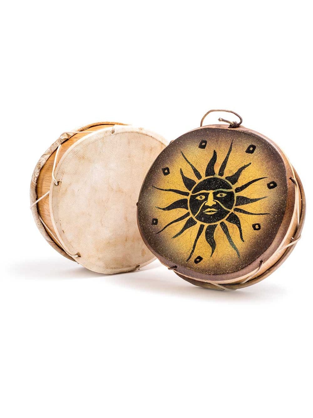 Peruvian Round Two-Sided Hand Drum - 8 in - Image 3